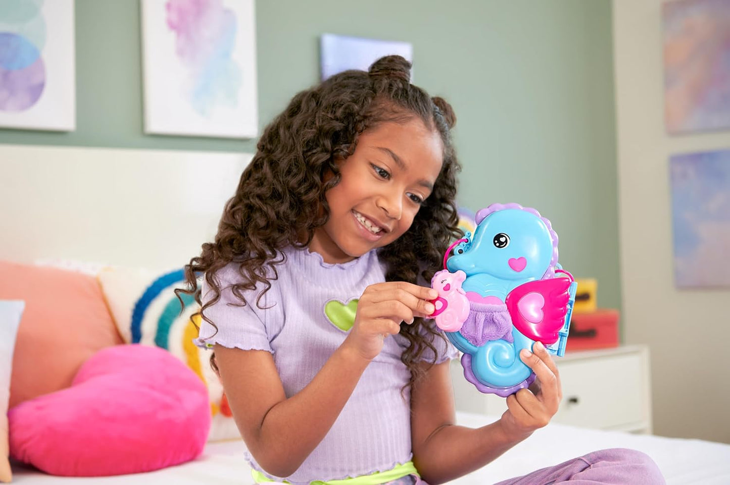 2-in-1 Seepferdchen-Spielset mit Puppen & Zubehör, Seepferdchentasche