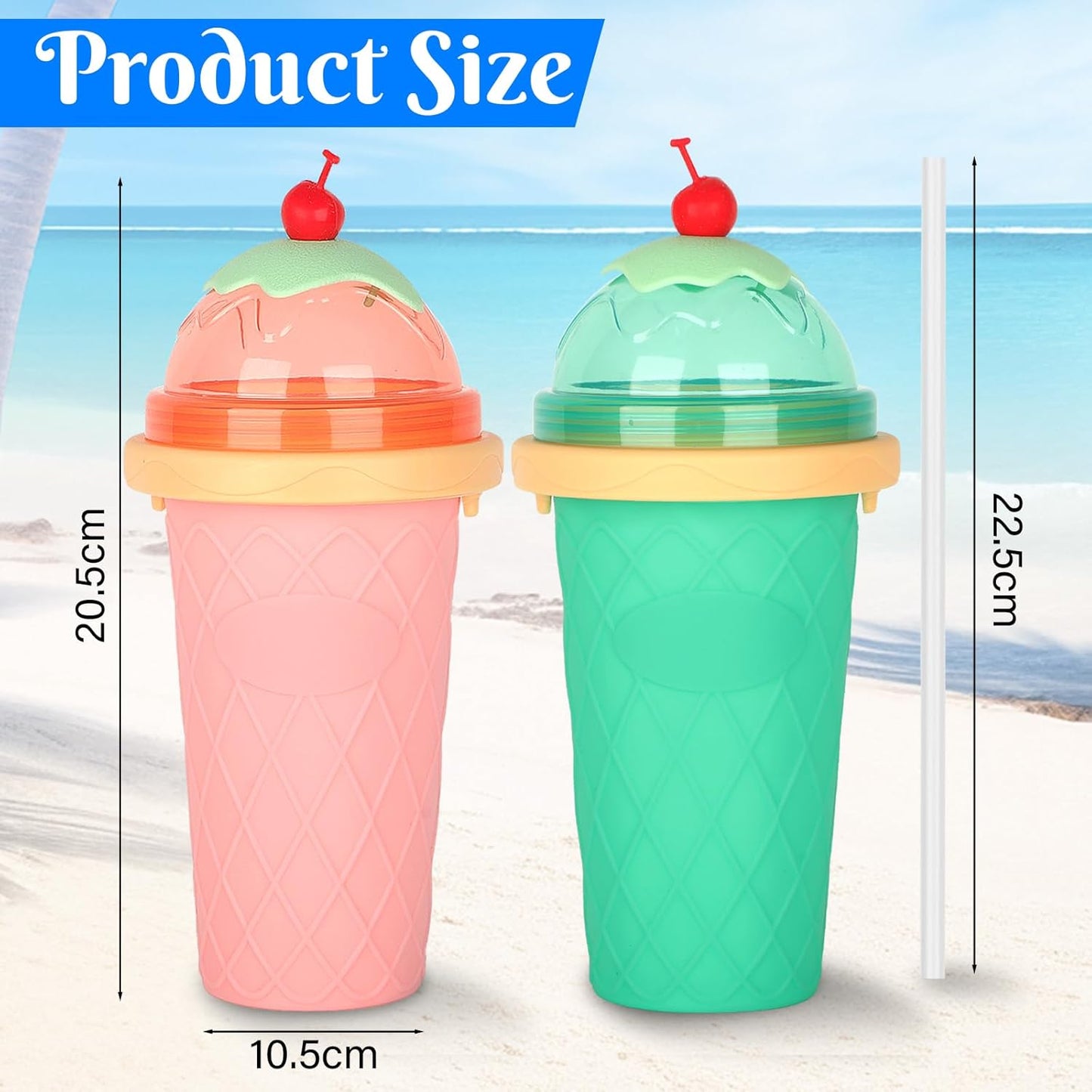 2er-Set Slush-Becher, Grün & Rosa