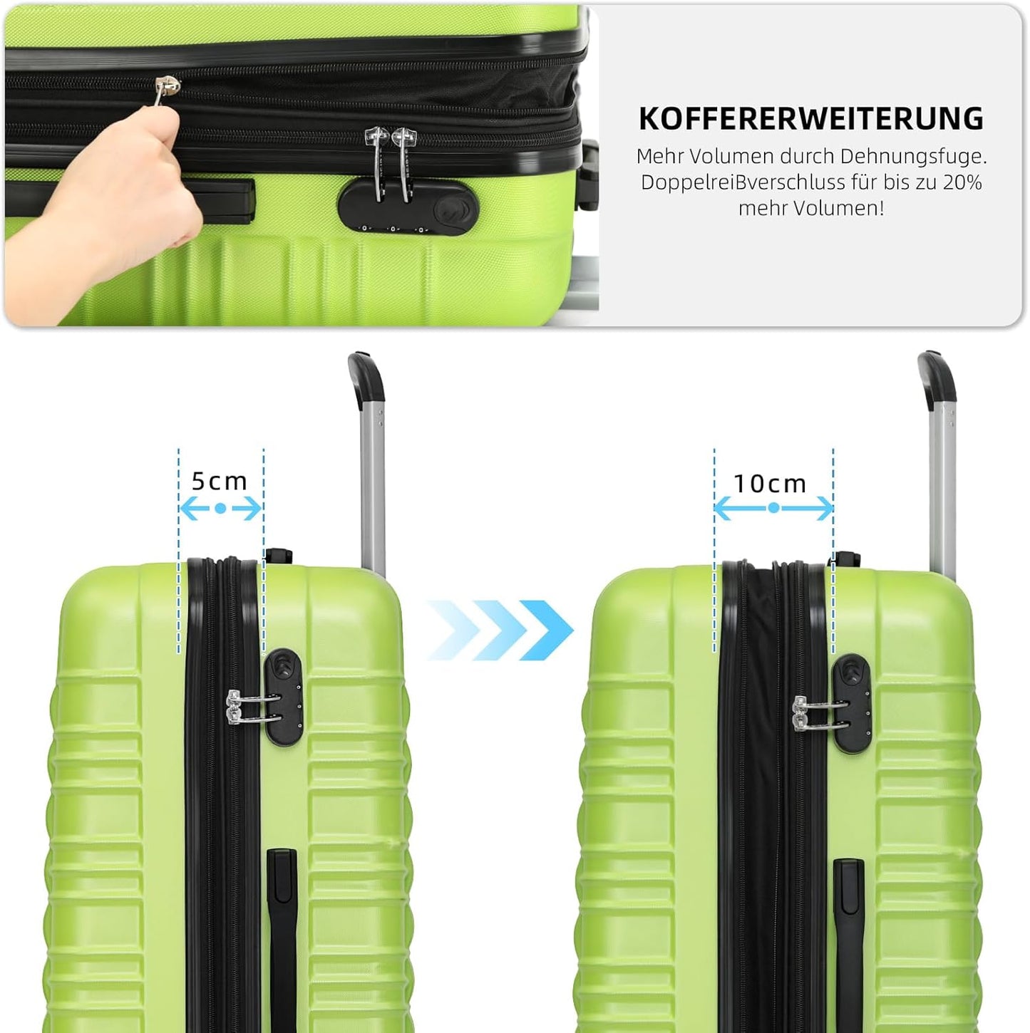 2088 Zwillingsrollen Hartschalenkoffer, erweiterbar, Green L