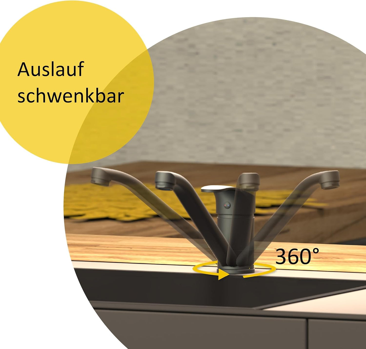 K1 Küchenwasserhahn, Hochdruck Schwarz Matt