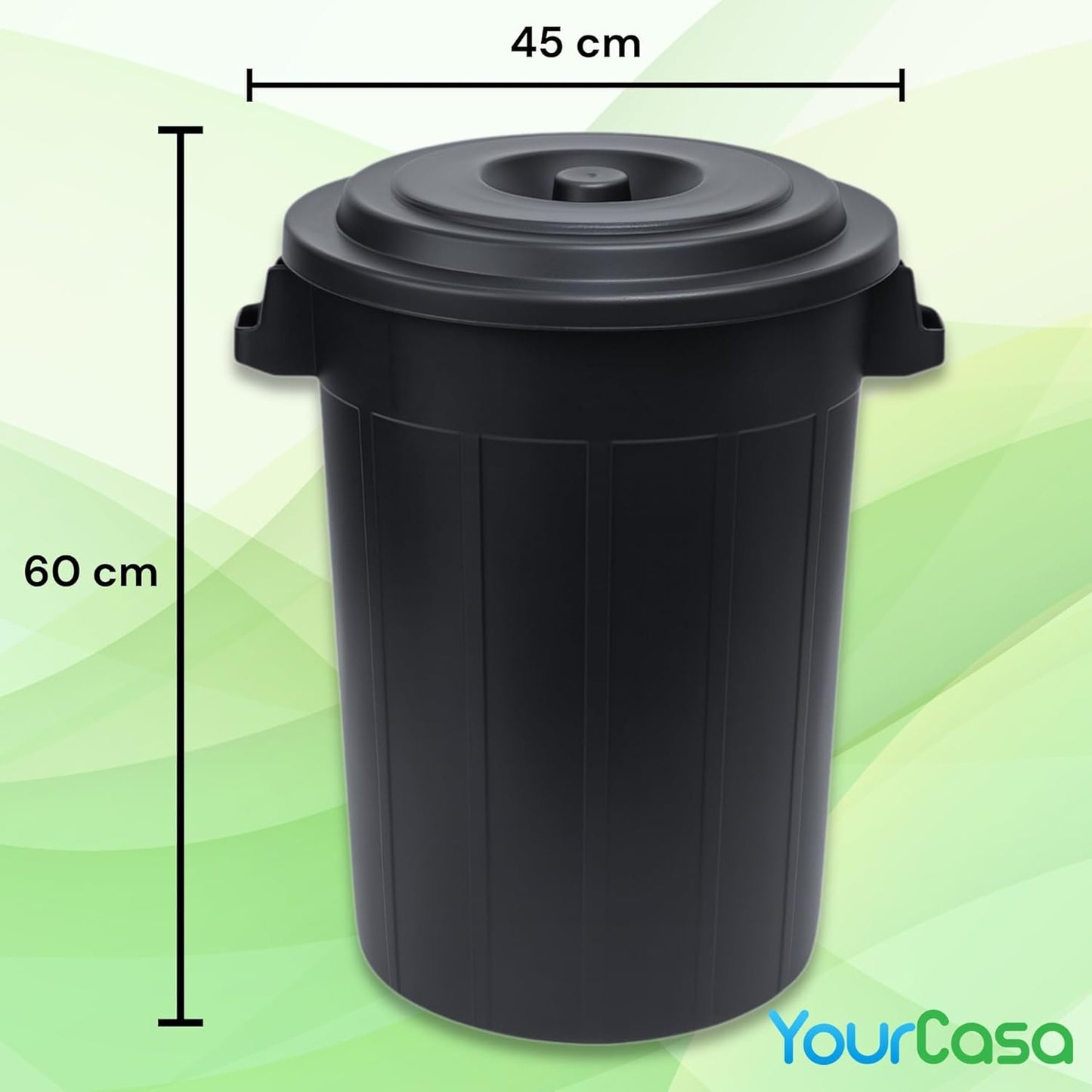 Mülltonne mit Deckel, Schwarz 70L
