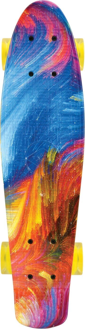 Retro Skateboard Free Spirit mit LED-Rollen, Bunt