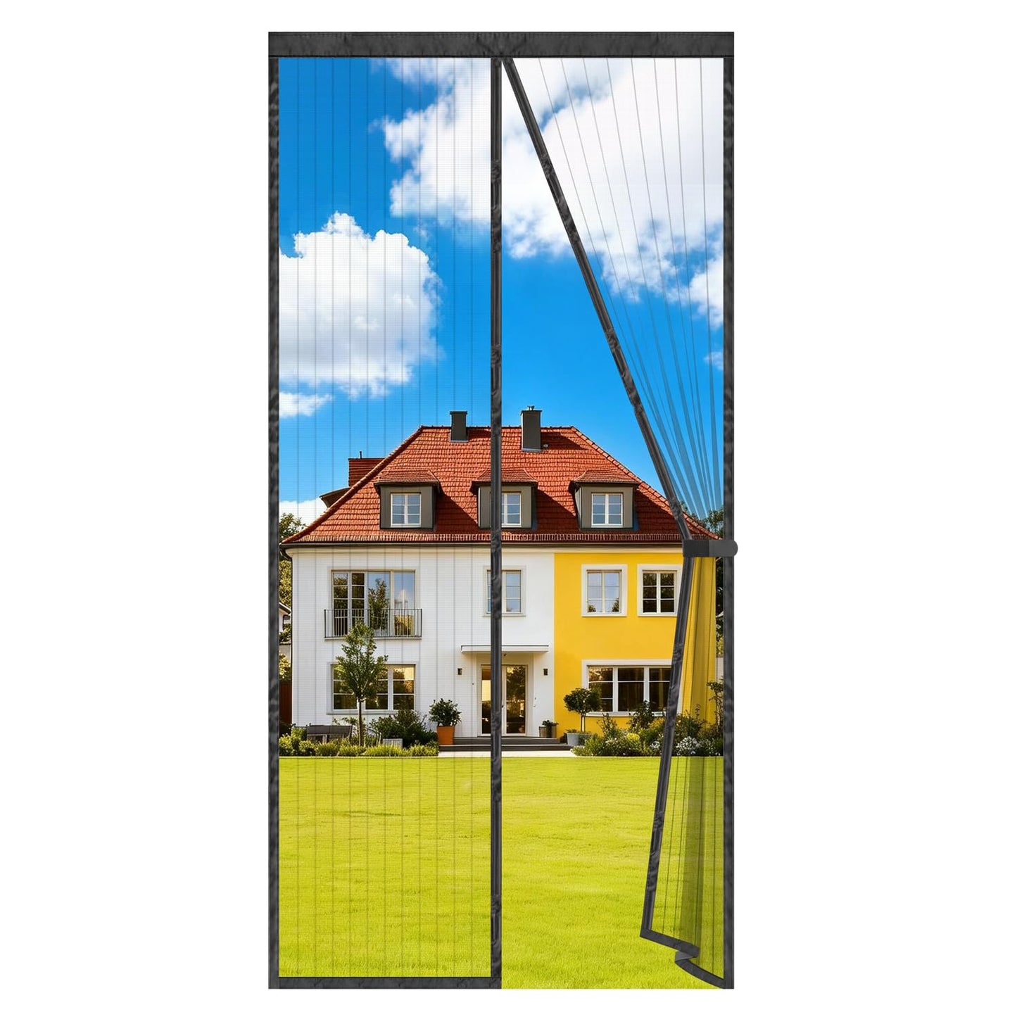 Magnetisches Fliegengitter für Balkontüren, 160x210cm, 160x210cm Schwarz
