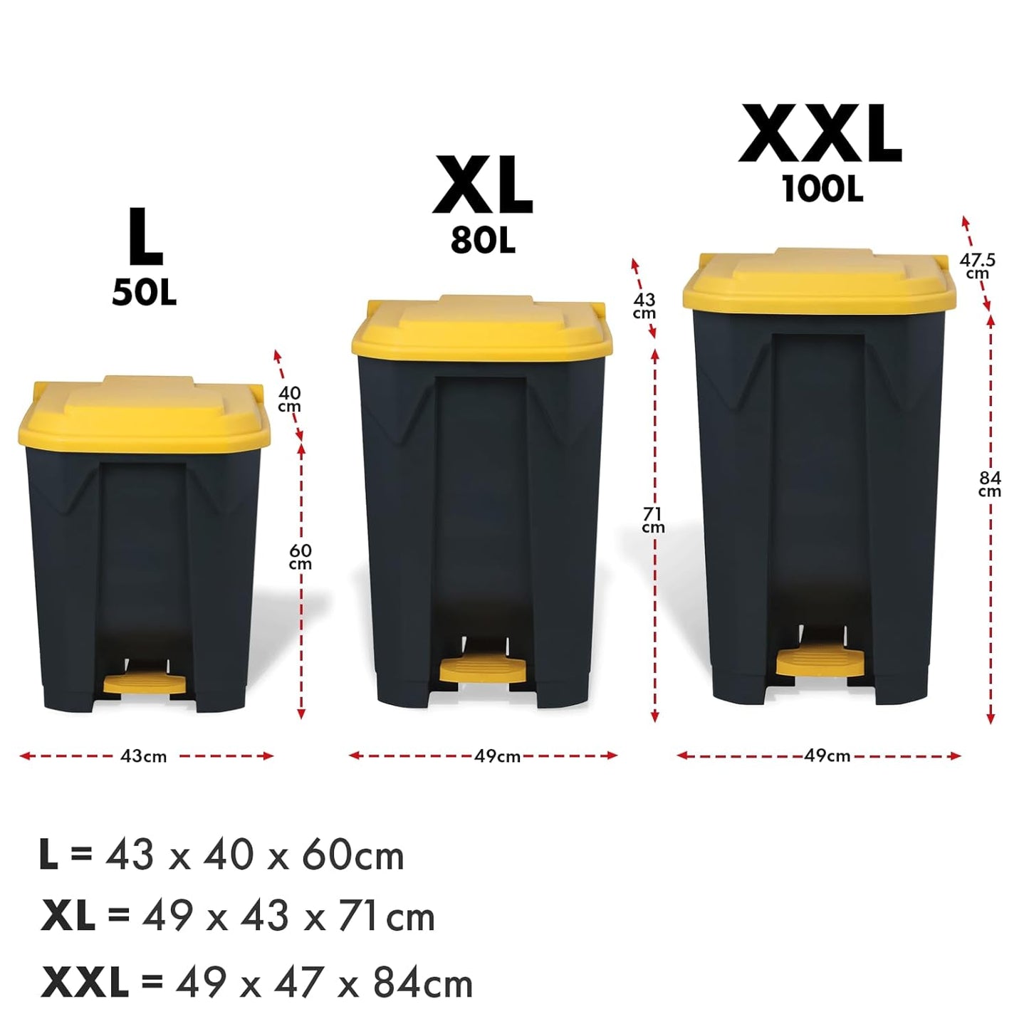 Tretmülleimer mit Step-On-Mechanismus 100L, 100 Liter Gelb