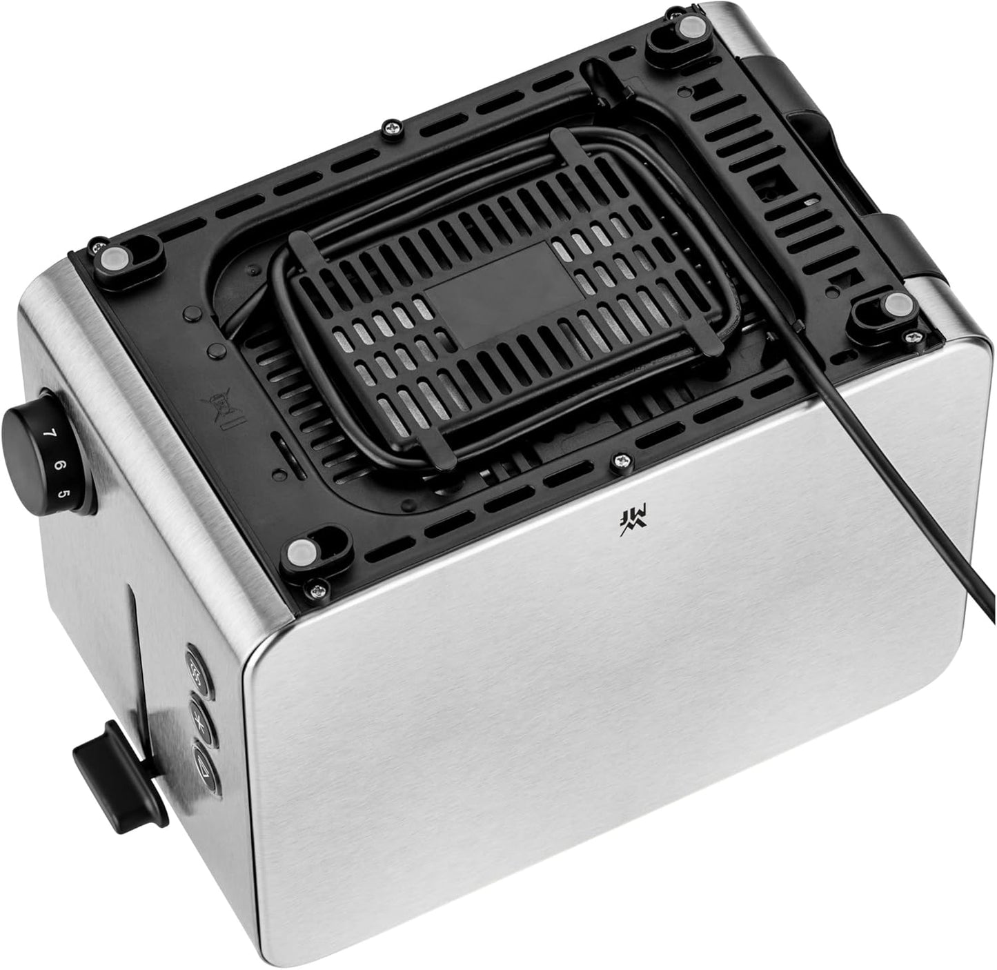 Toaster mit Brötchenaufsatz und Bagel-Funktion, Stelio - 2 Scheiben - Edelstahl matt - Doppelschlitz