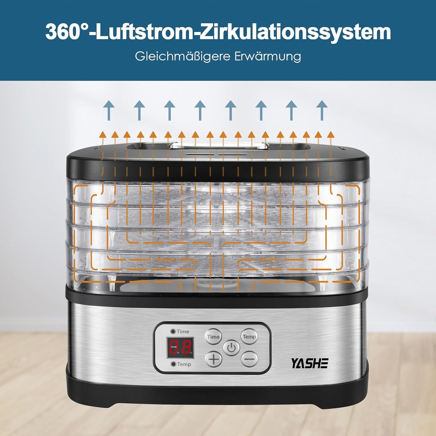 Dörrautomat GGJ-261B, Elektronische Steuerung 5 BPA-frei Tabletts
