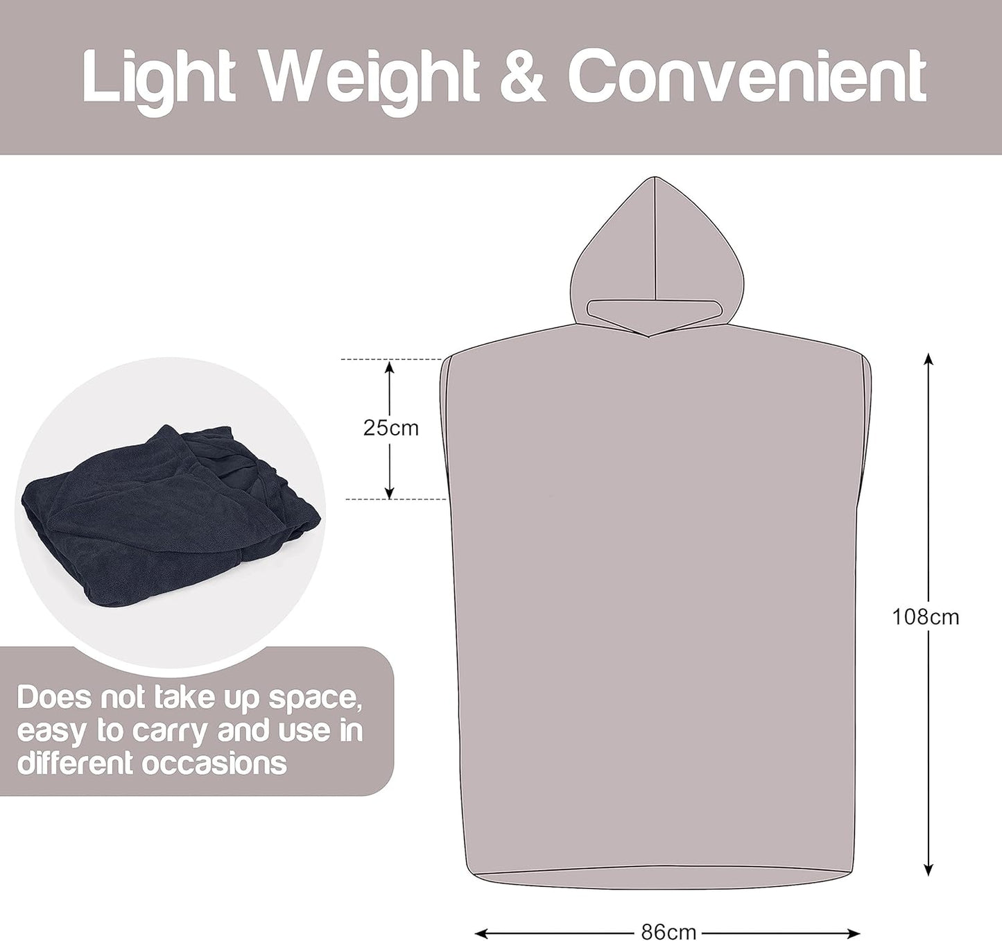 Surf Poncho mit Kapuze, Schwarz