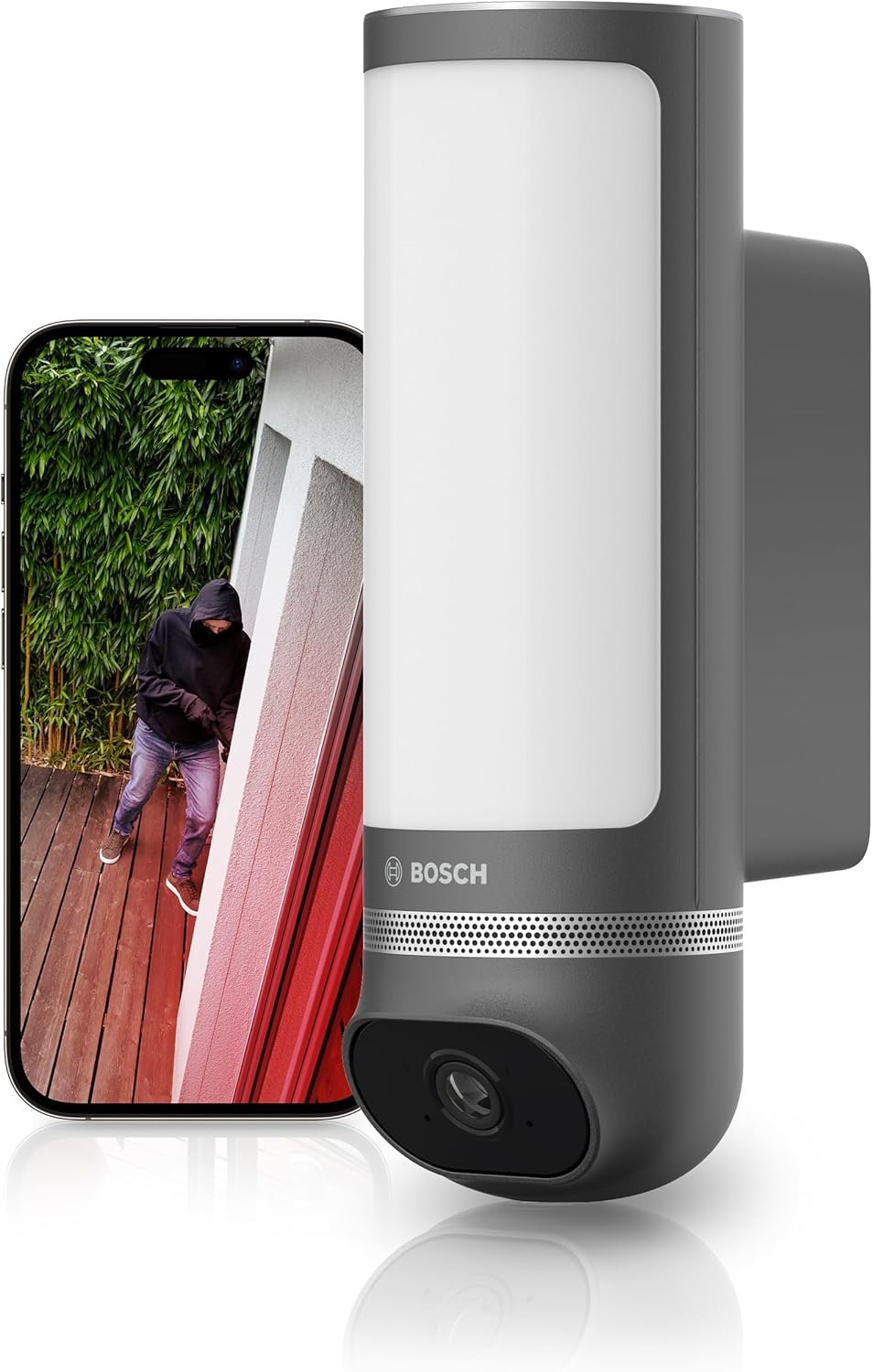 Bewegungsmelder-Kamera mit 1080p, Sirene, Alexa-Kompatibilität und Designleuchte, Aussenkamera II Anthrazit