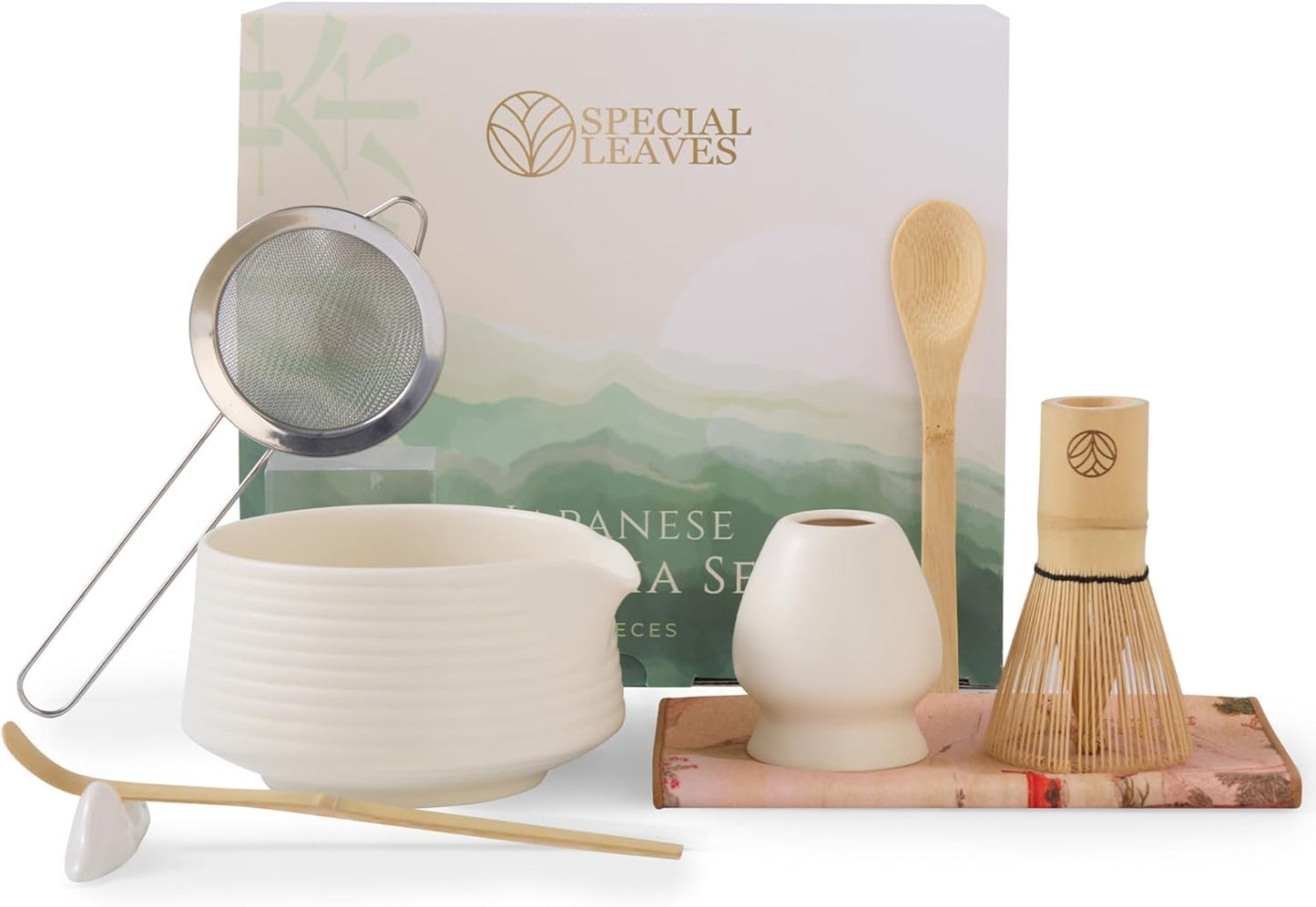 Matcha Tee Set mit Zubehör (8-teilig), 8 teilig Weiß