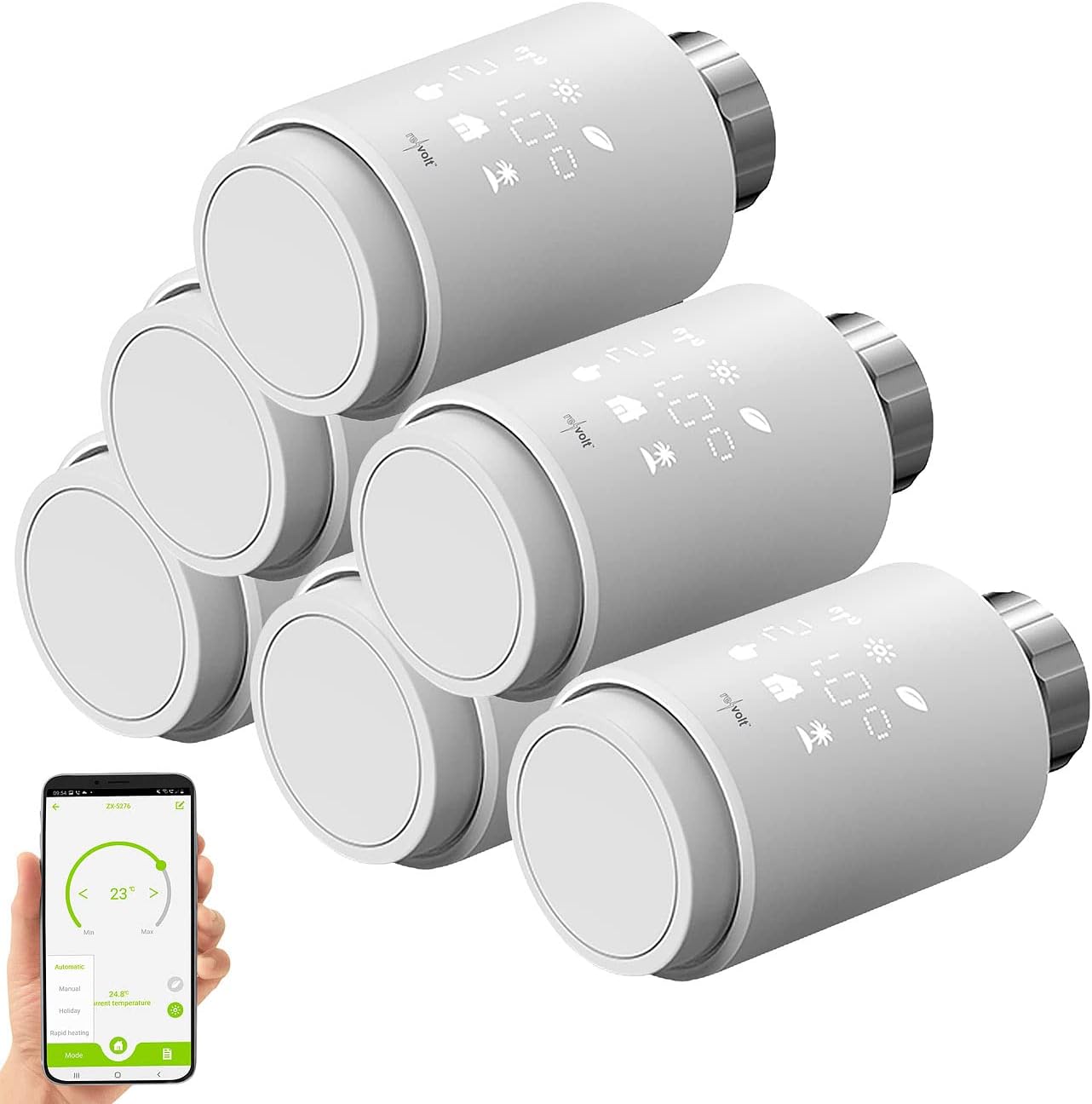 Heizkörper-Thermostate, Bluetooth & App rund, 6er- Set