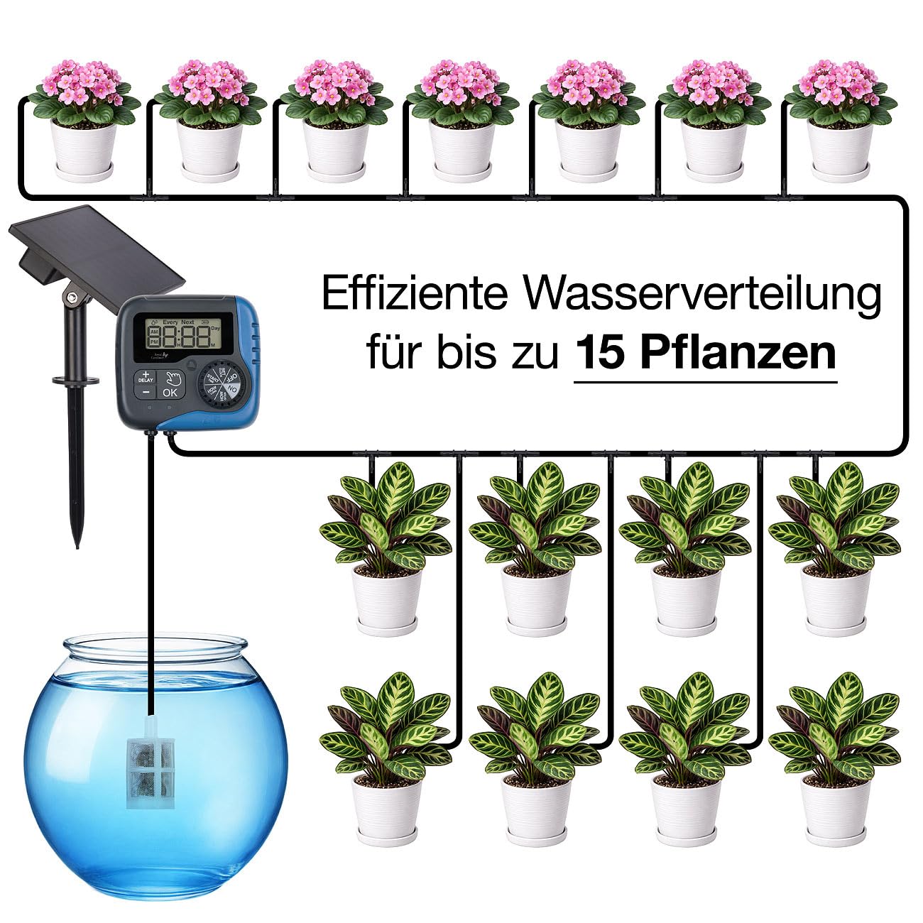 2er-Set Solar-Bewässerungssysteme für 30 Pflanzen