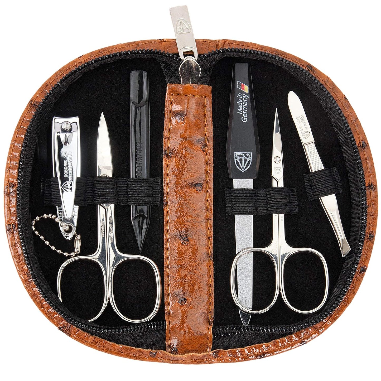 Maniküre-Set 'Pescara' (6-teilig), STRAUSSIMITAT COGNAC - KUNSTLEDER
