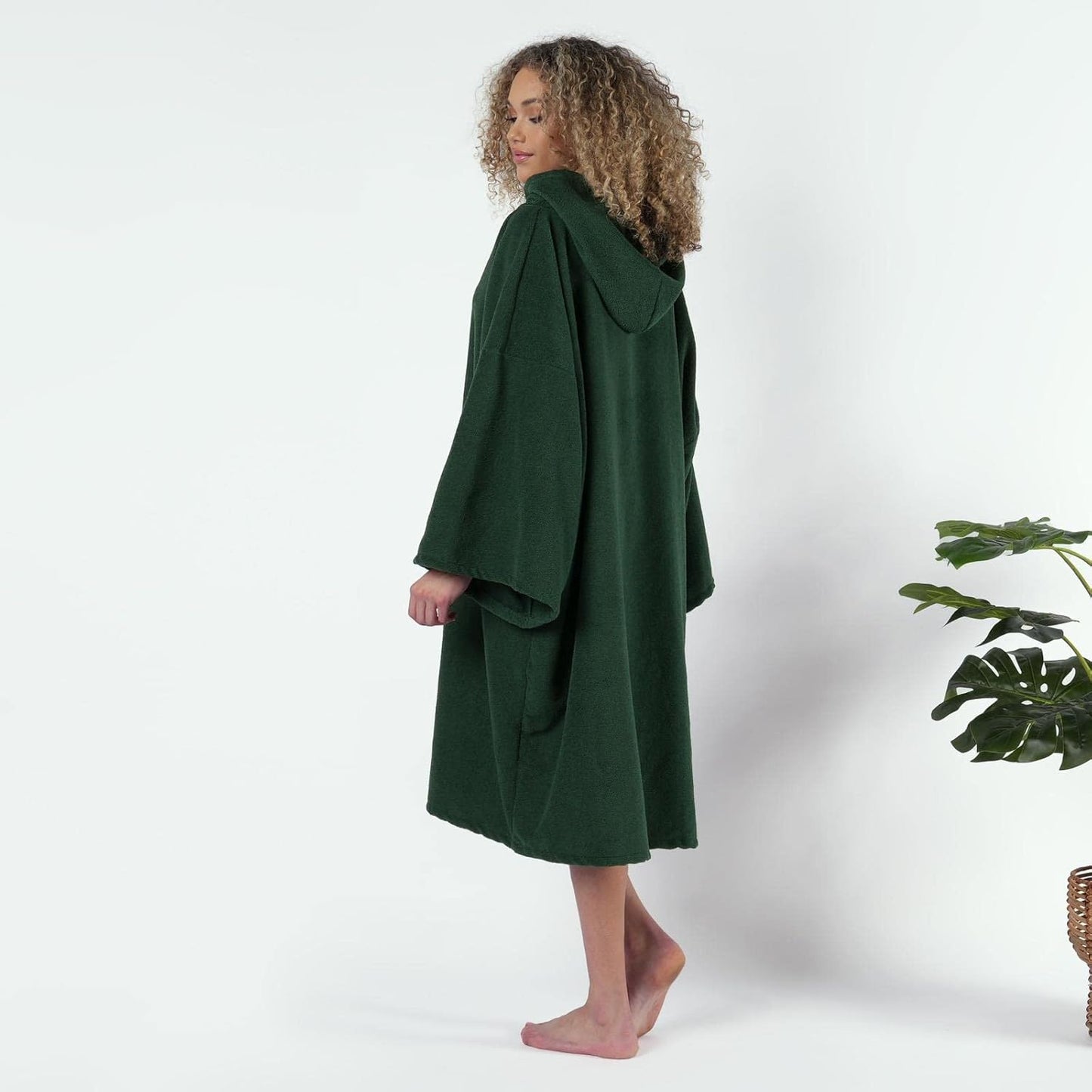 Handtuch-Poncho mit Kapuze, Einheitsgrösse Waldgrün
