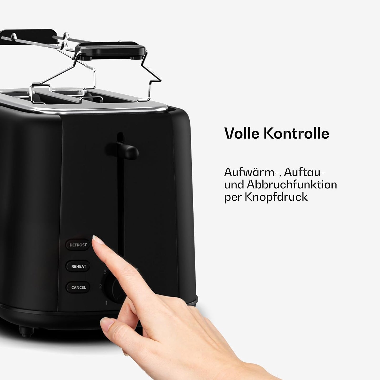 Velaire Toaster für 2 Scheiben mit Brötchenhalter, Schwarz Toaster