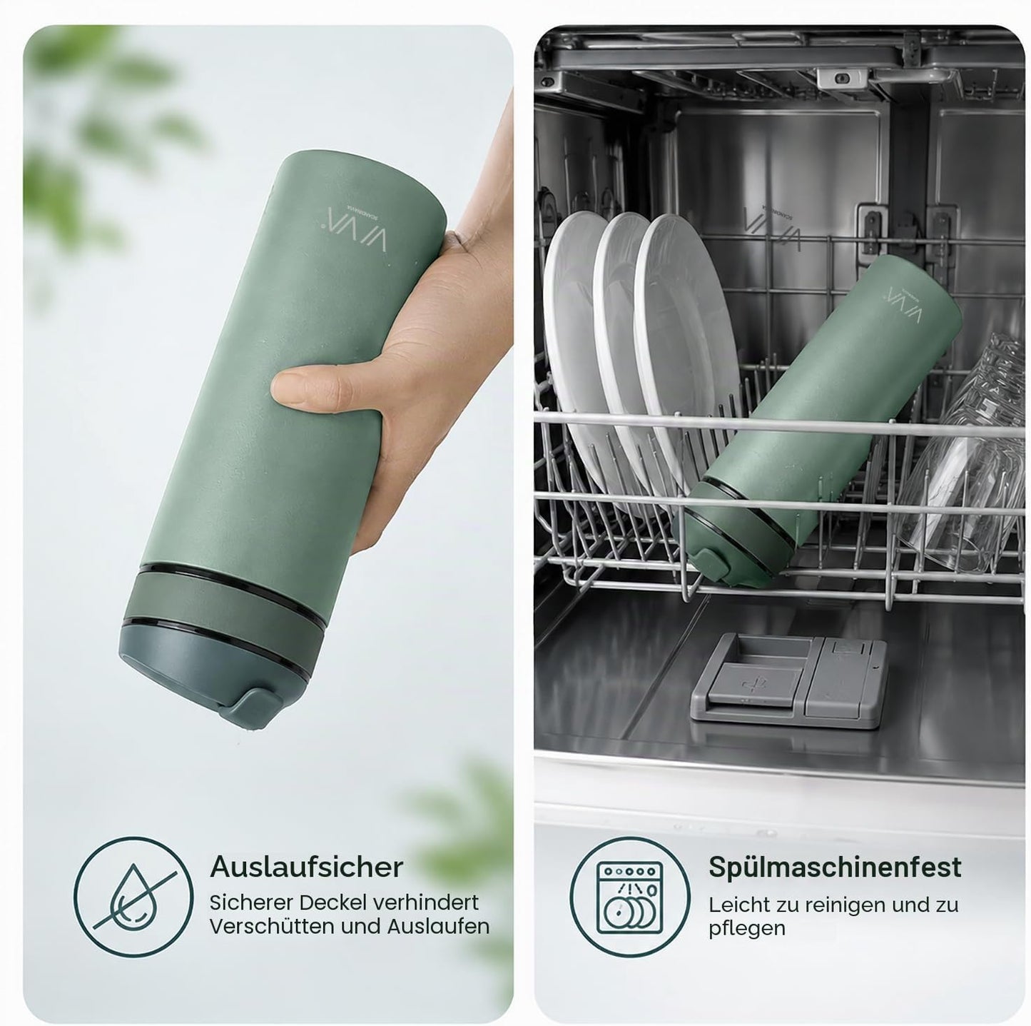 Doppelwandiger Thermobecher mit Sieb, Mintz