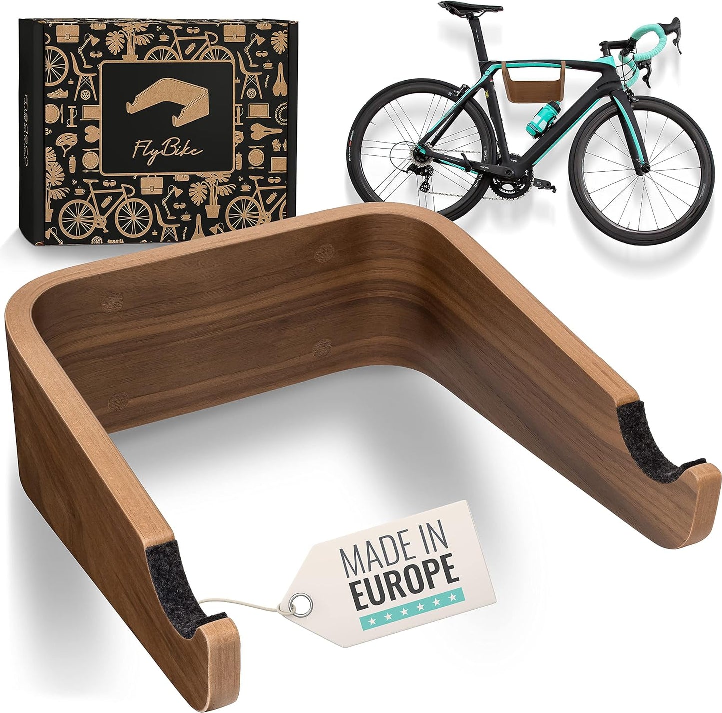 FlyBike - Wandhalterung, S (bis 50cm Lenkerbreite) Nussbaum | Anthrazit