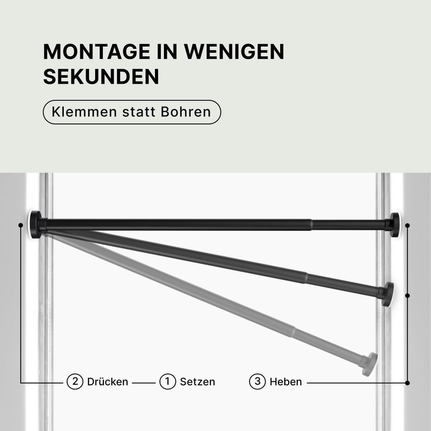 2er-Set Klemm-Gardinenstange, 140-250 cm, 140-250cm [2Stück] Schwarz