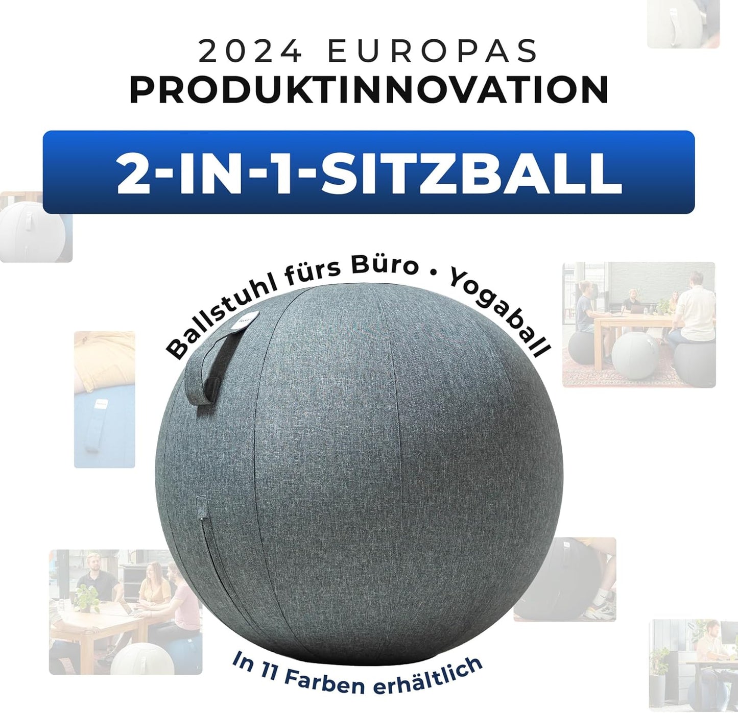Ergonomischer Sitzball für Büro & Home Office (55 cm), 55 cm Dark Gray