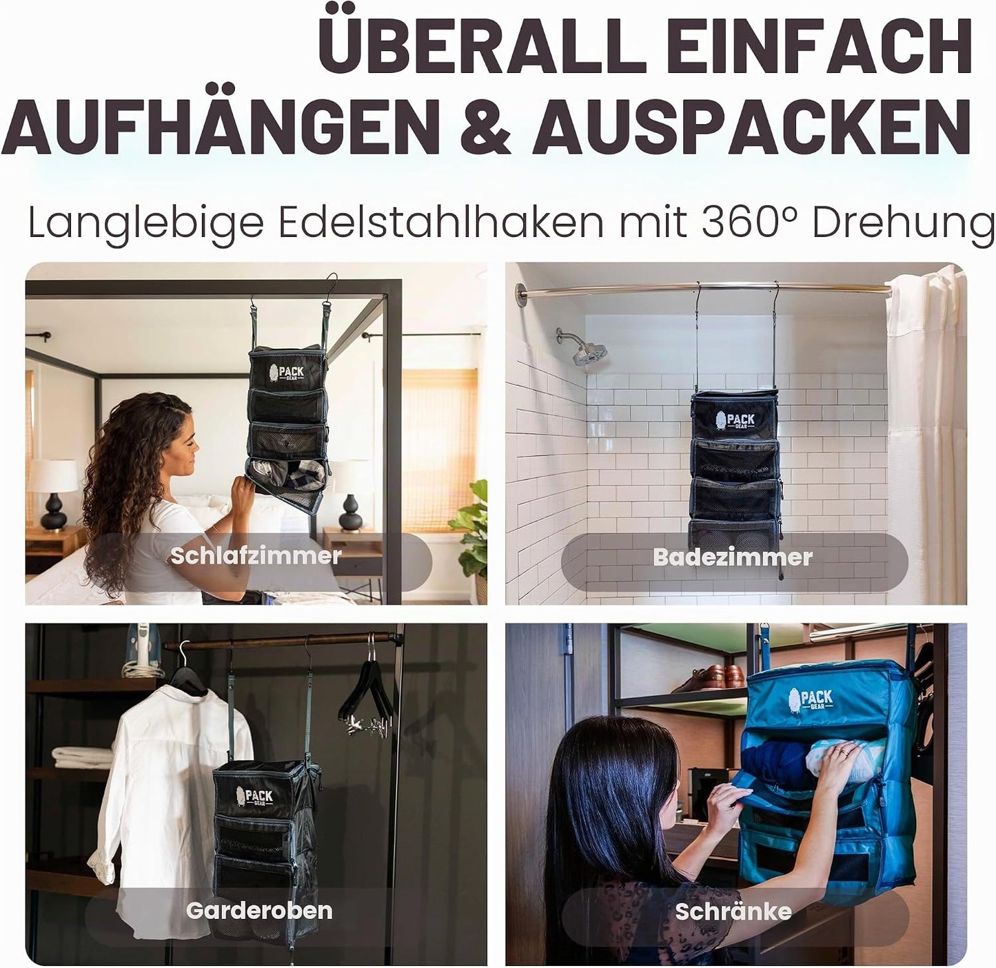 Hängekoffer-Organizer für Handgepäck Koffer, Small (Carry-On) Grün