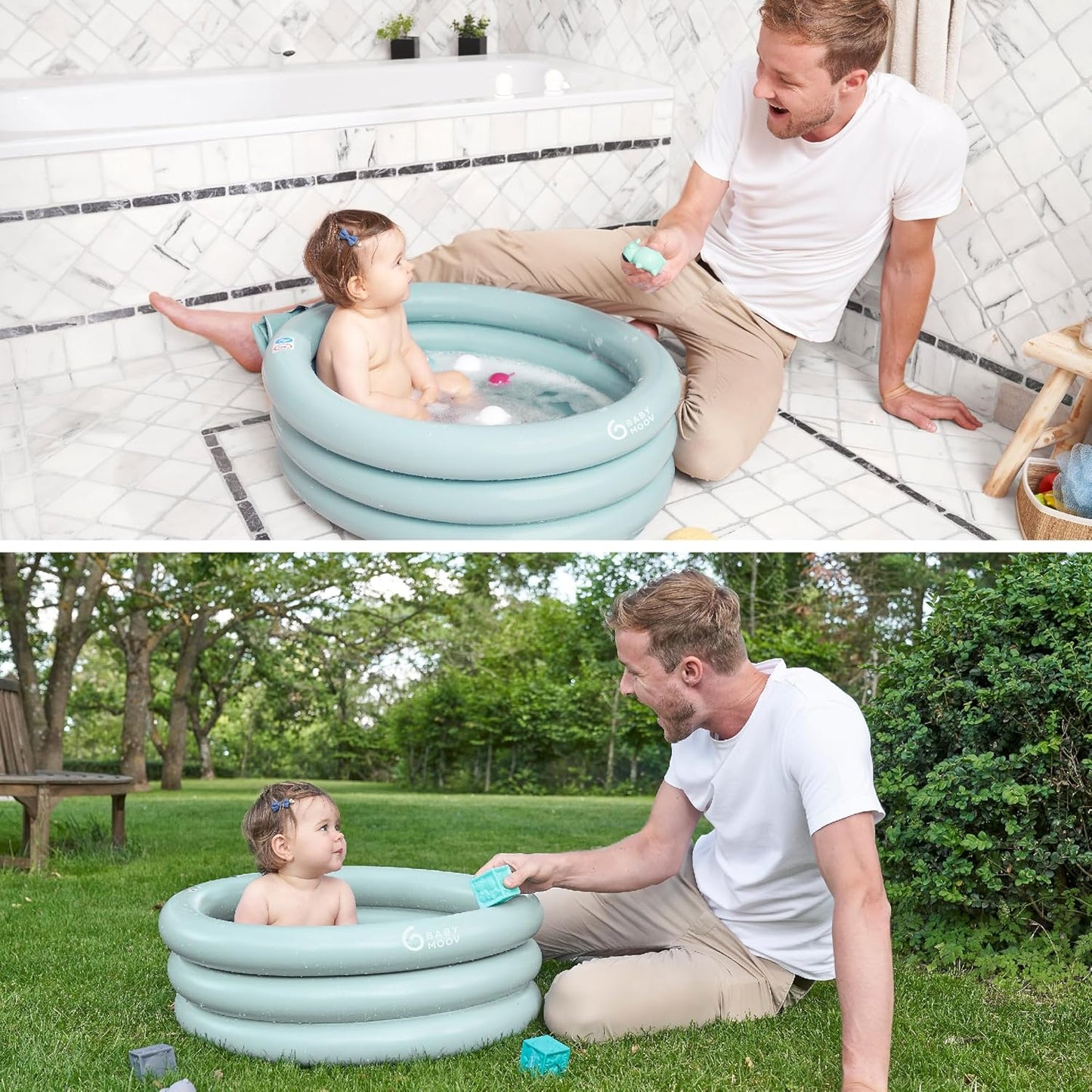 Aufblasbare Babybadewanne mit Neugeboreneneinsatz, Aqua Dots