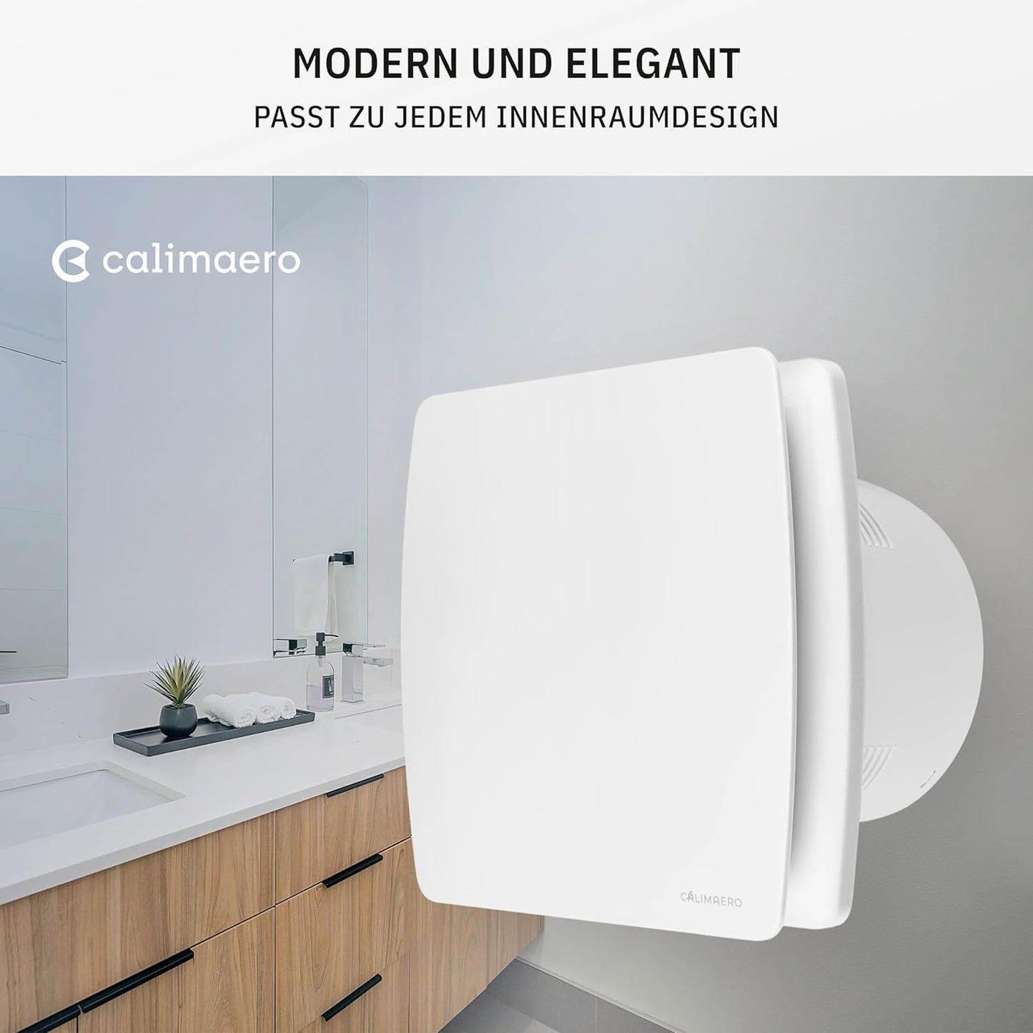Badlüfter mit Feuchtigkeitssensor, 150 mm Weiss
