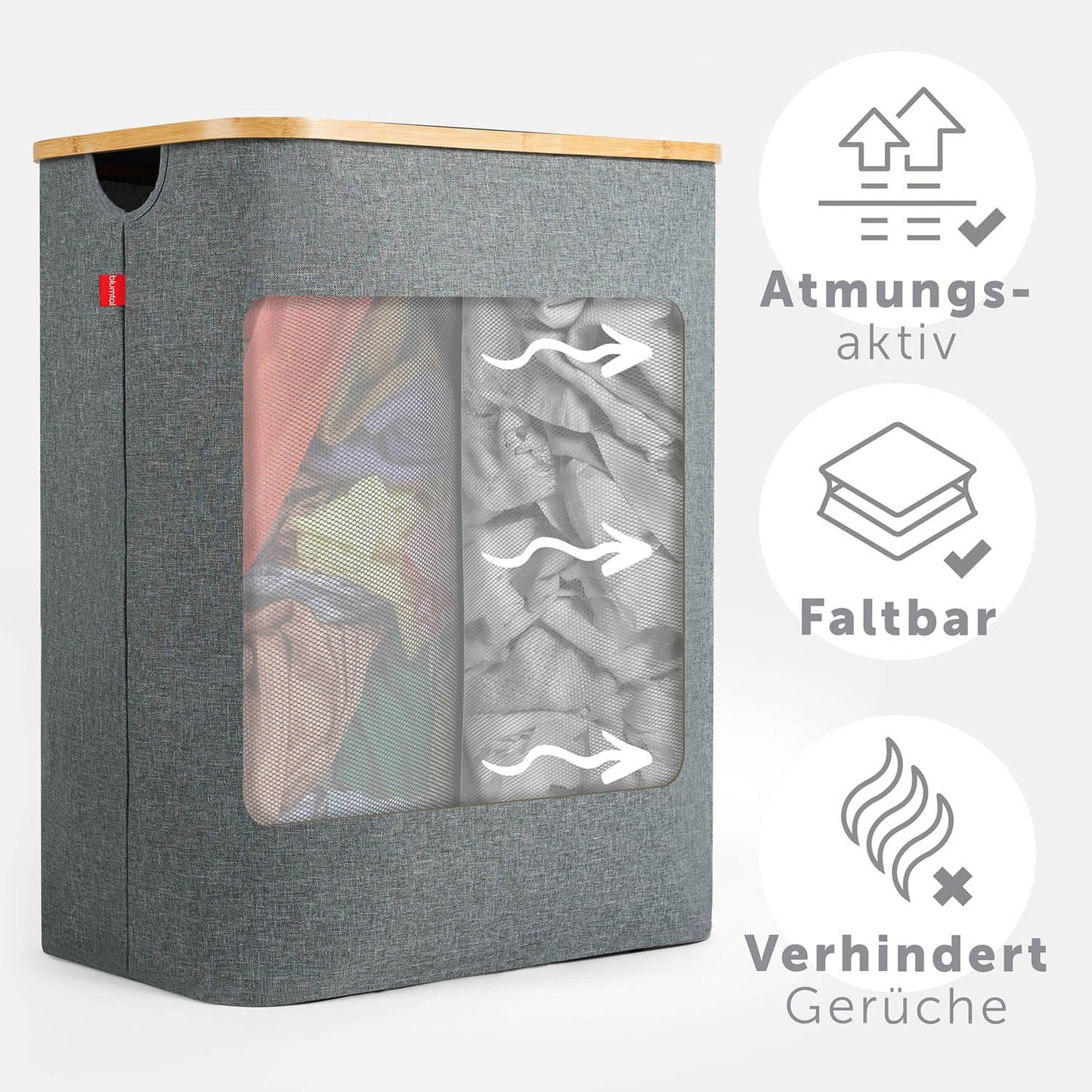Wäschesammler mit herausnehmbaren Säcken, Grau 140L