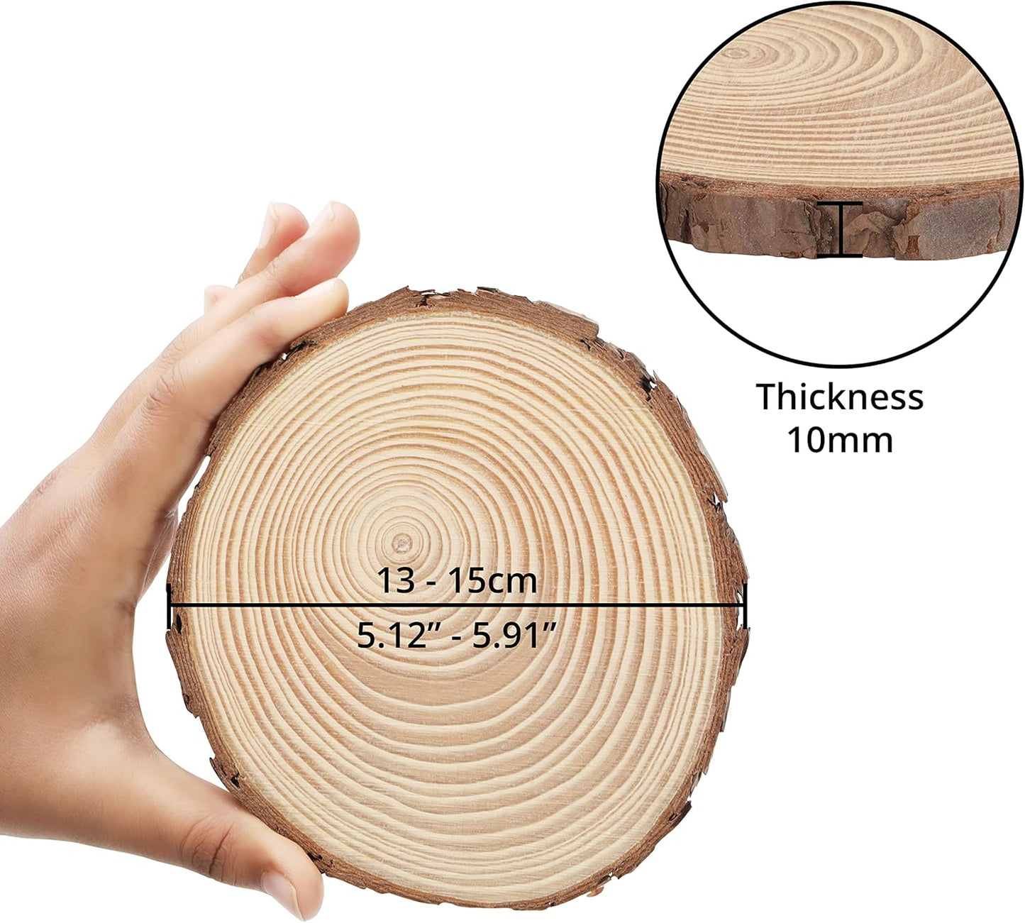 20 Stück Deko Holzscheiben, 20 Pack 13 - 15cm