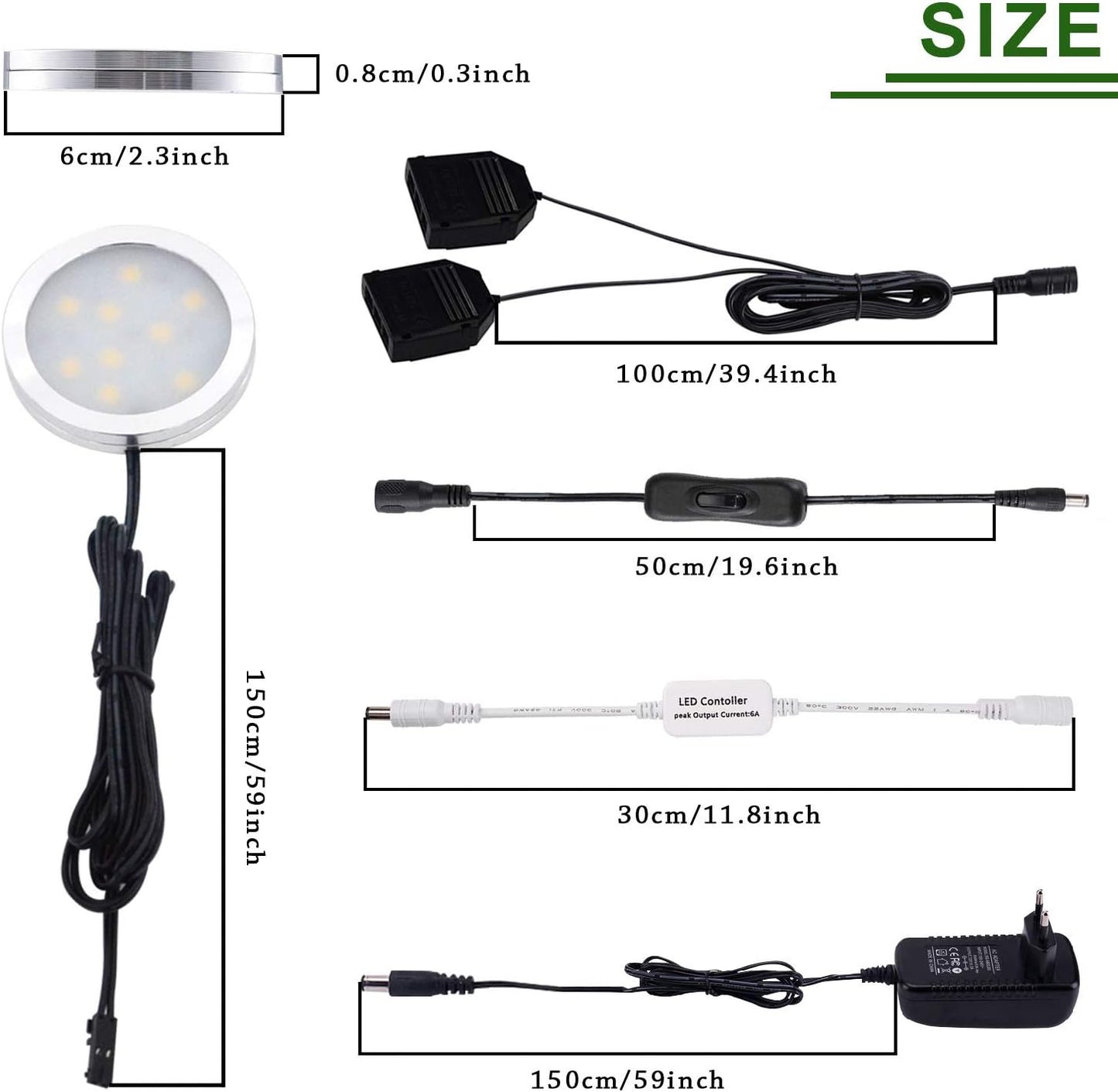 LED Schrankleuchten-Set mit Fernbedienung, Tagesweiss 6000k