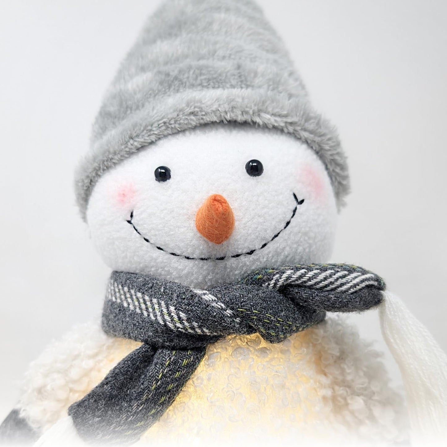 LED-Schneemann Dekofigur mit Stimmungslicht, 38cm Wichtel - Weiss - mit Mütze