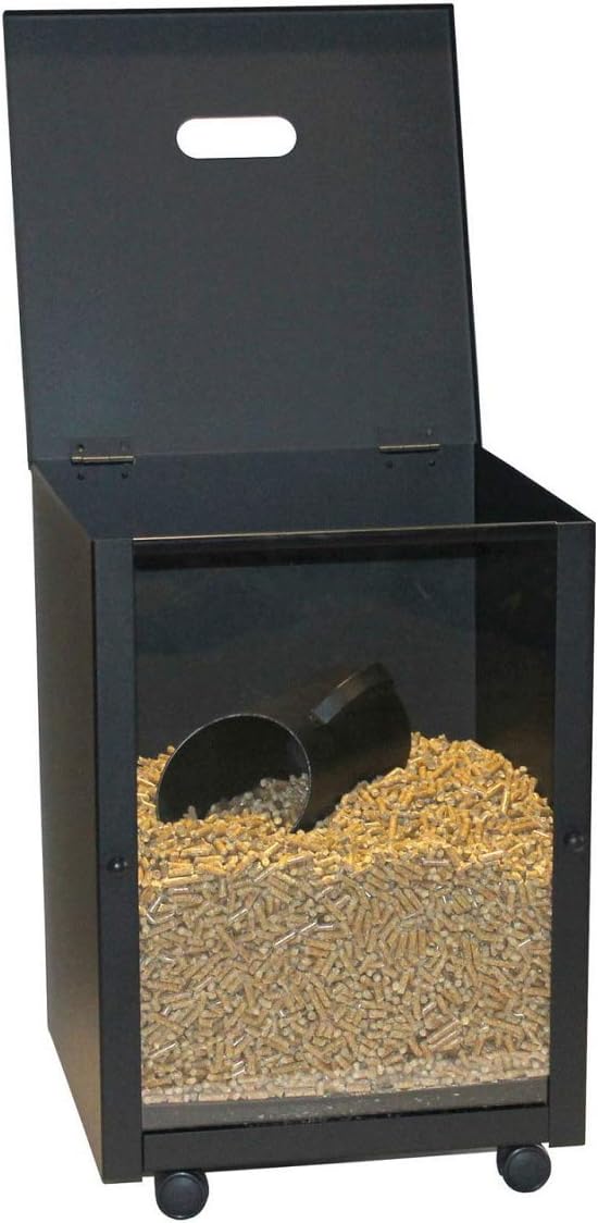 Pelletbox mit Frontscheibe und Rollen