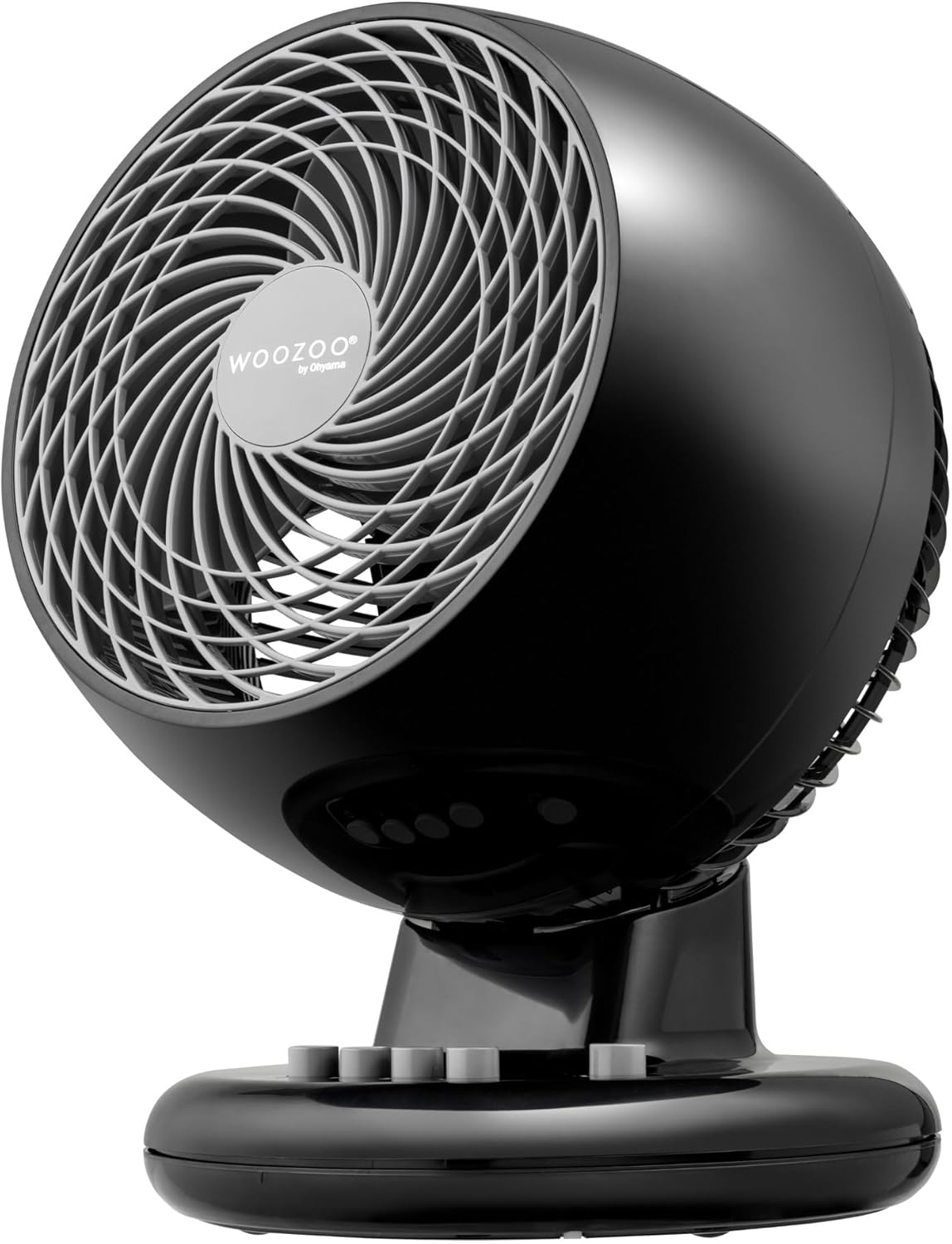 Woozoo PCF-M18 - Leiser Tischventilator mit Oszillation und Neigung, Schwarz Oszillierend/Globus