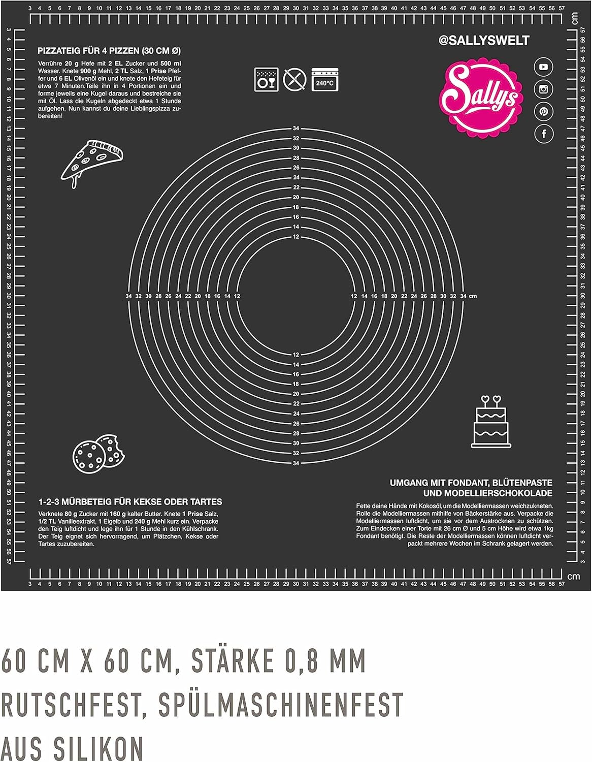 Silikon Backmatte BPA-frei, 60x60