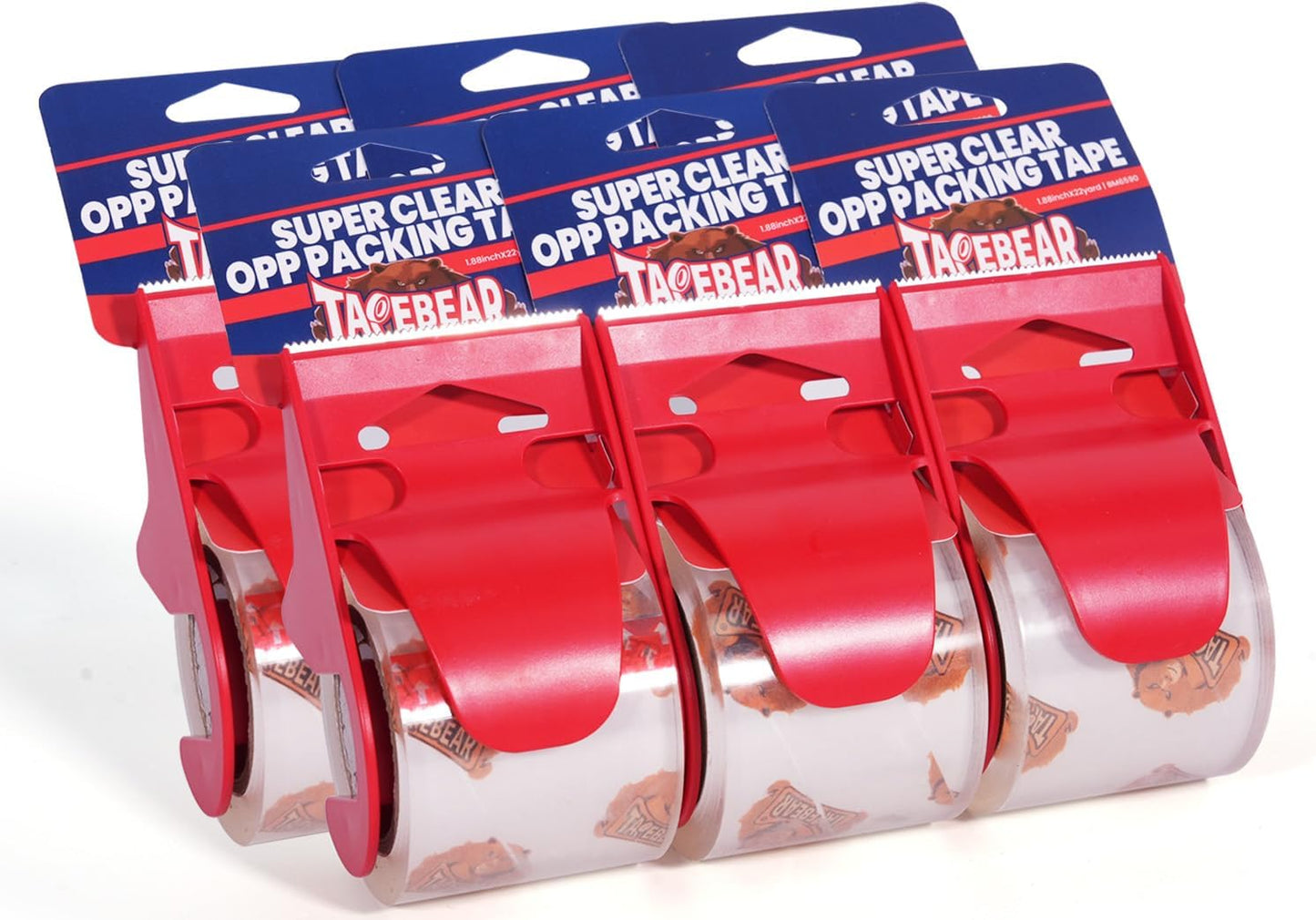 6x Paketklebeband mit Abroller, 48mm x 20m/w Dispenser