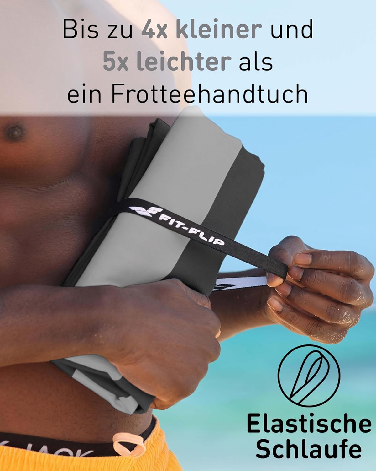 Schnelltrocknendes Strandhandtuch, 160cm x 90cm 12 Grau - Dunkelgrau