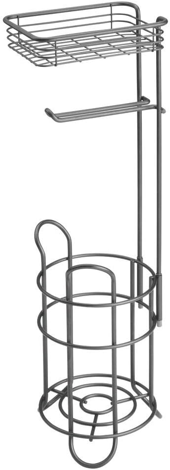 Freistehender Toilettenpapierhalter mit Ablage, Grau