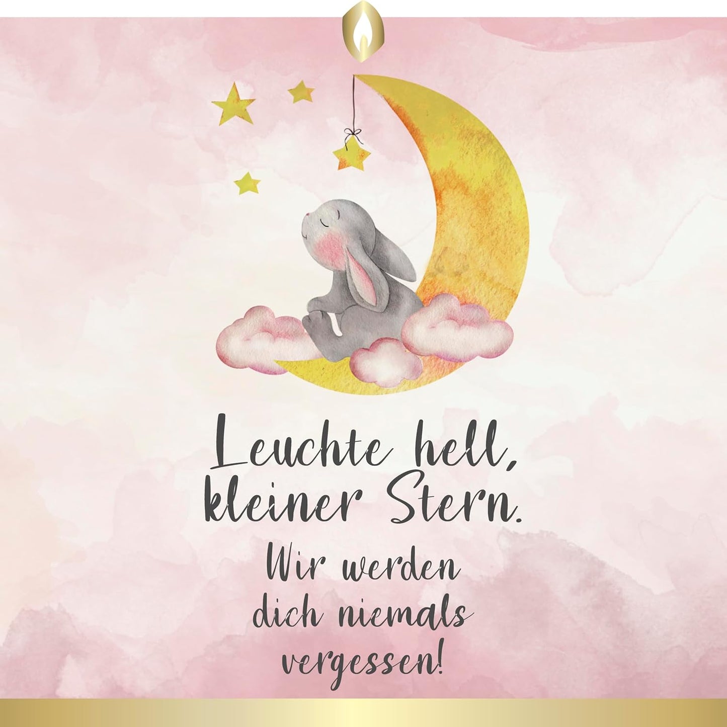 Sternenkind Grabkerzen-Set mit Motiv und Spruch (10 Stück), Sternenkind | Rosa