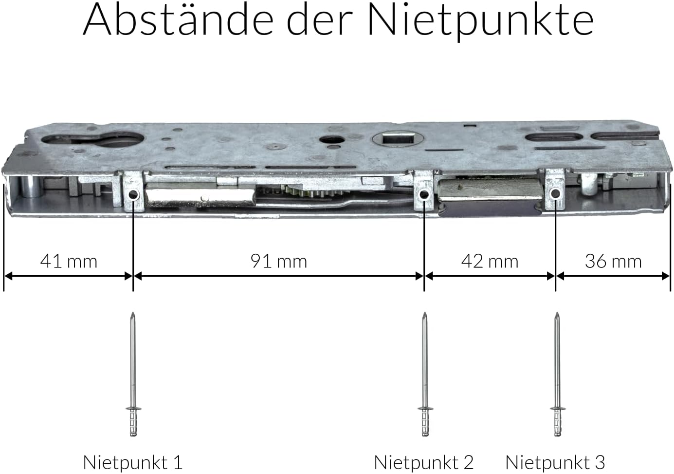 Reparaturschloss für Mehrfachverriegelungen, Dornmass: 45 mm
