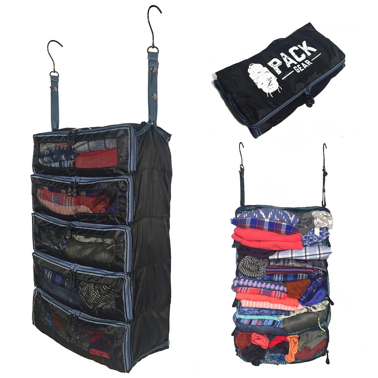 Handgepäck-Organizer zum Aufhängen, Large (Check-In) Schwarz