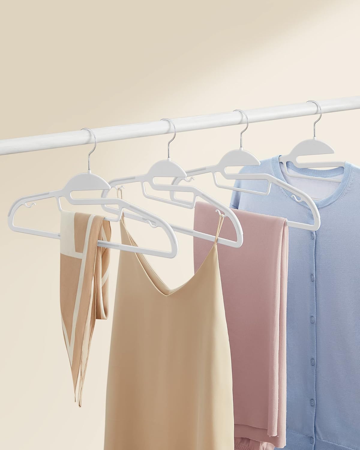 Kunststoff-Kleiderbügel mit Drehhaken (20er Set), Weiss 20 Stück