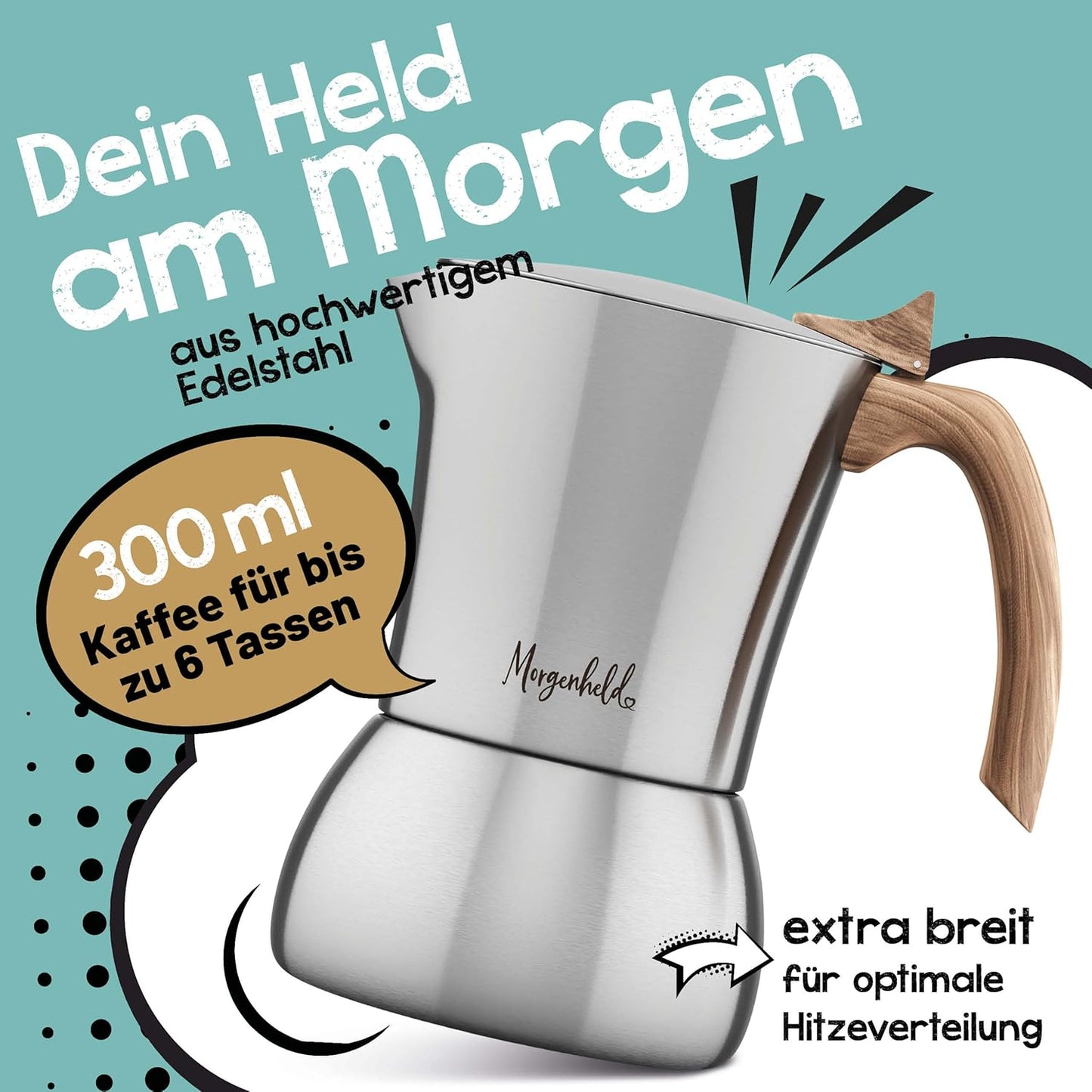 Flow Espressokocher mit Reduziersieb, Espressomaker FLOW 300ml + Sieb
