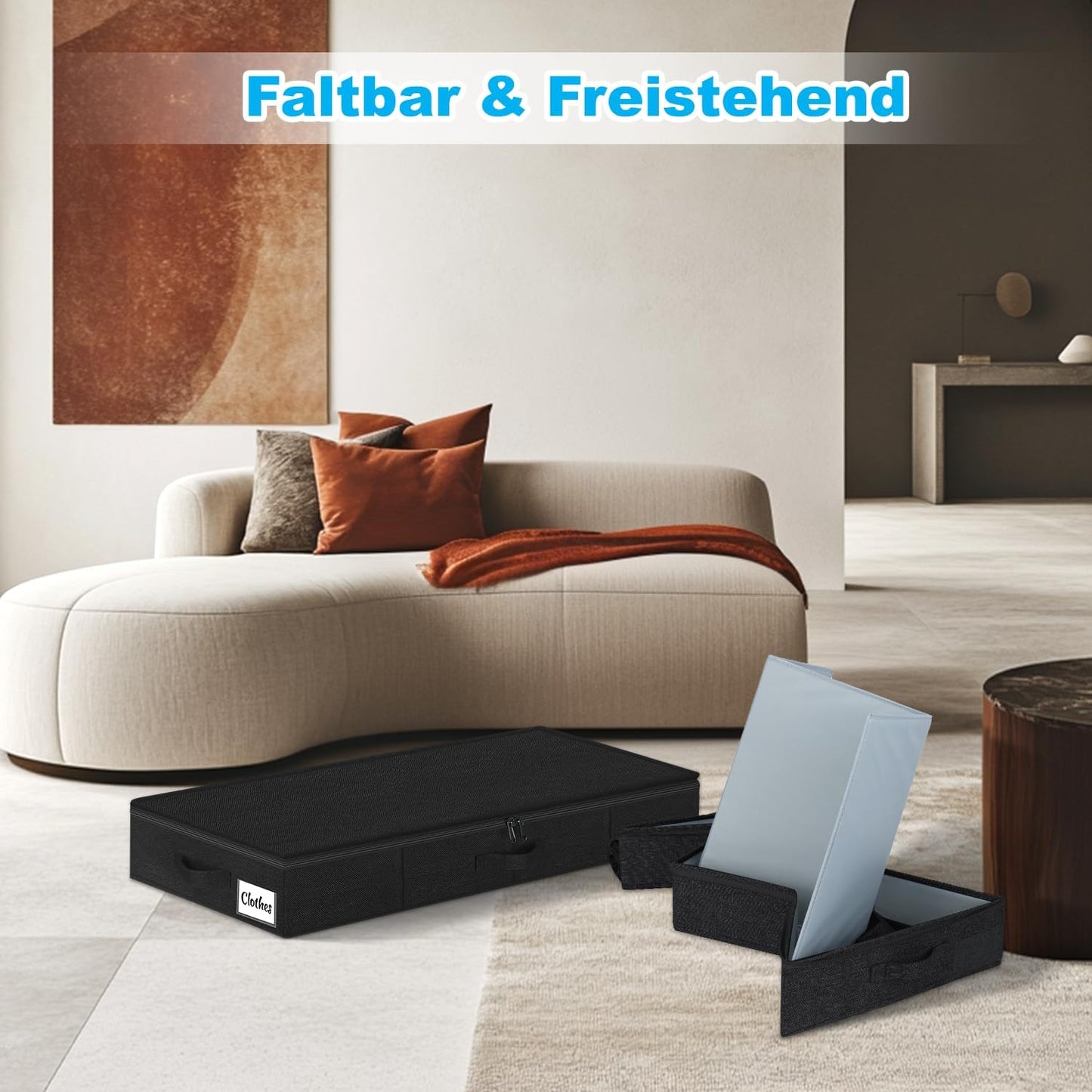 4er-Set faltbare Unterbett-Aufbewahrungsboxen, Schwarz-4pcs
