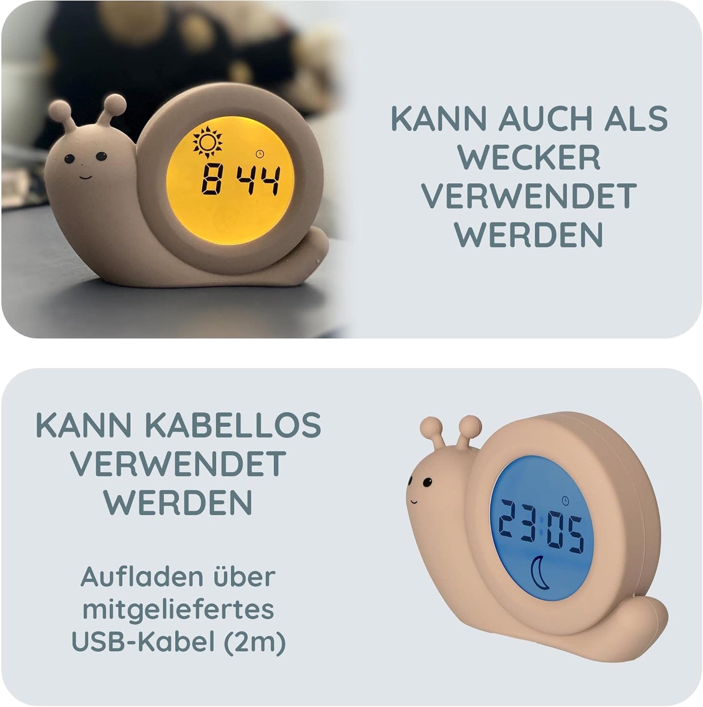 Baby Wecker, Display Durchmesser 5,7 cm / Taupe