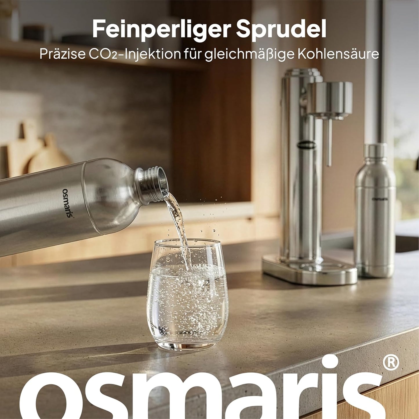 Wassersprudler mit 2 Flaschen, Edelstahl - Silber