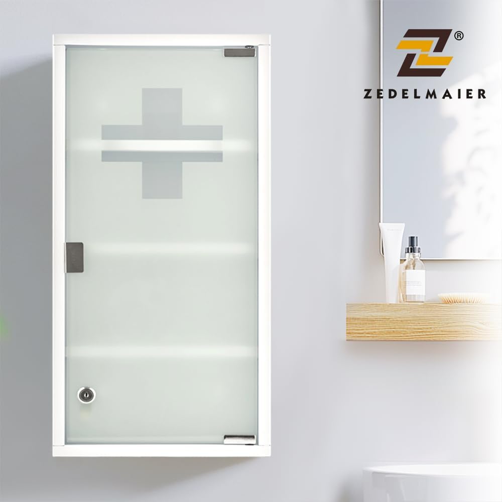 Medizinschrank aus Edelstahl, Weiß - 4 Fächer