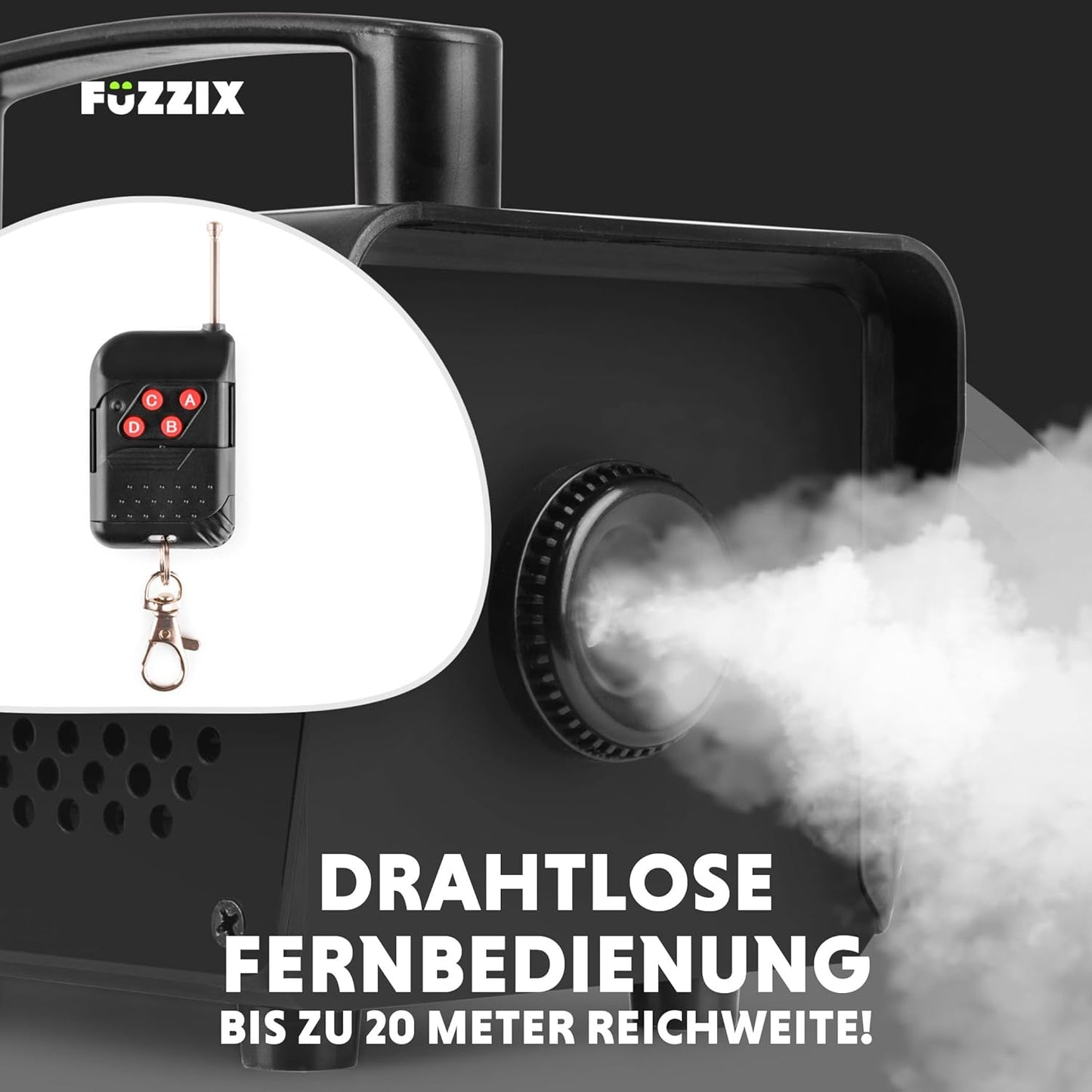 Nebelmaschine Mini F500S mit Fernbedienung, Nebelmaschine + 2L, Schwarz