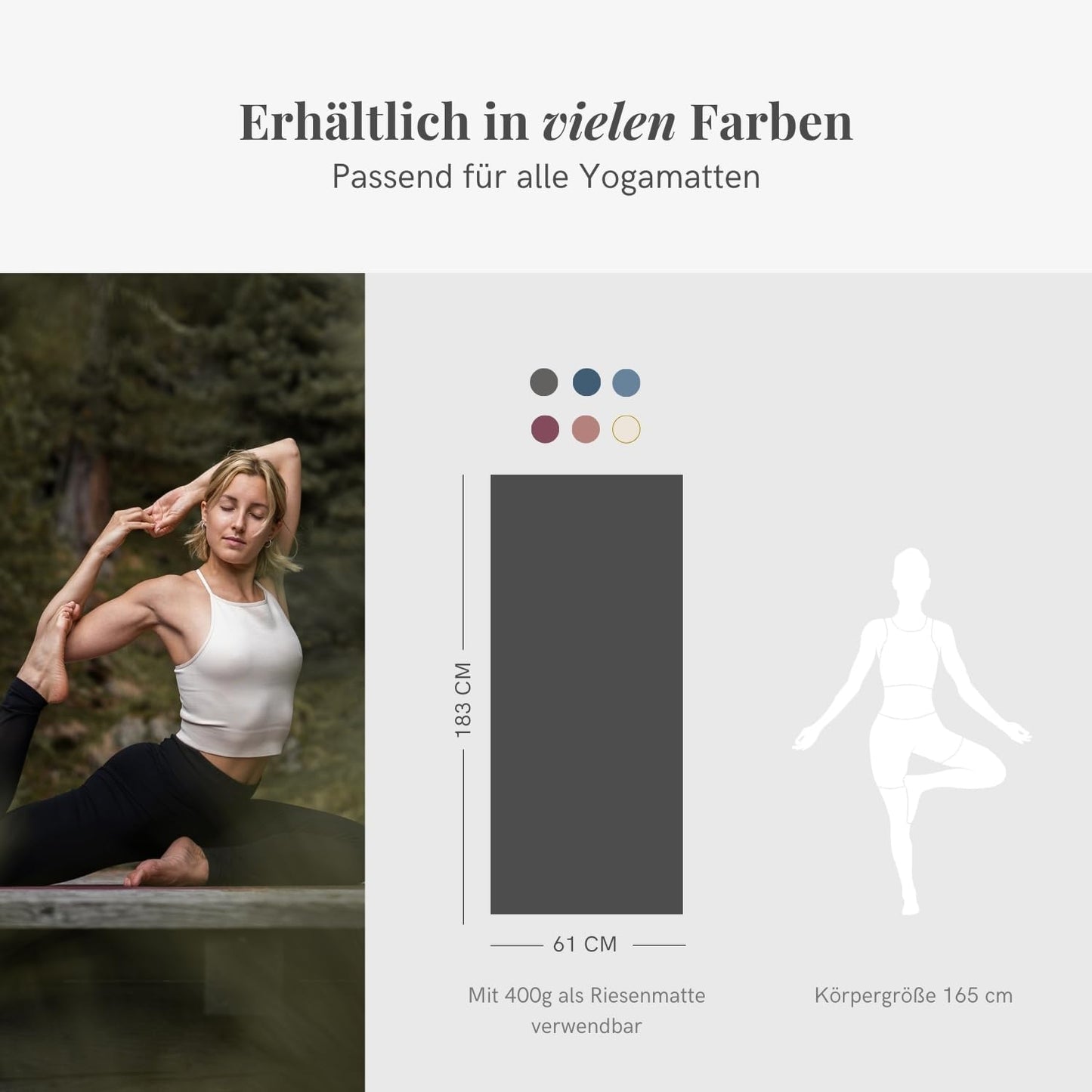 Yoga-Handtuch Wet Grip, Anthracit