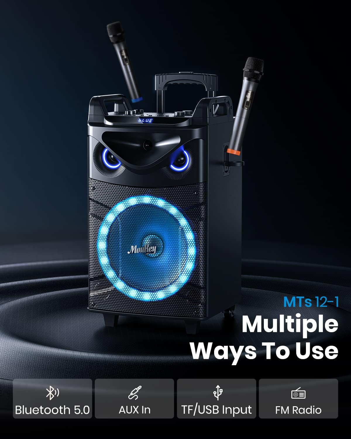 Karaoke Maschine MTs12-1 mit zwei Mikrofonen, MK3021