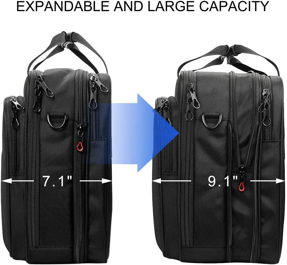 Laptop-Schultertasche XXL (erweiterbar, wasserabweisend), Schwarz-18''