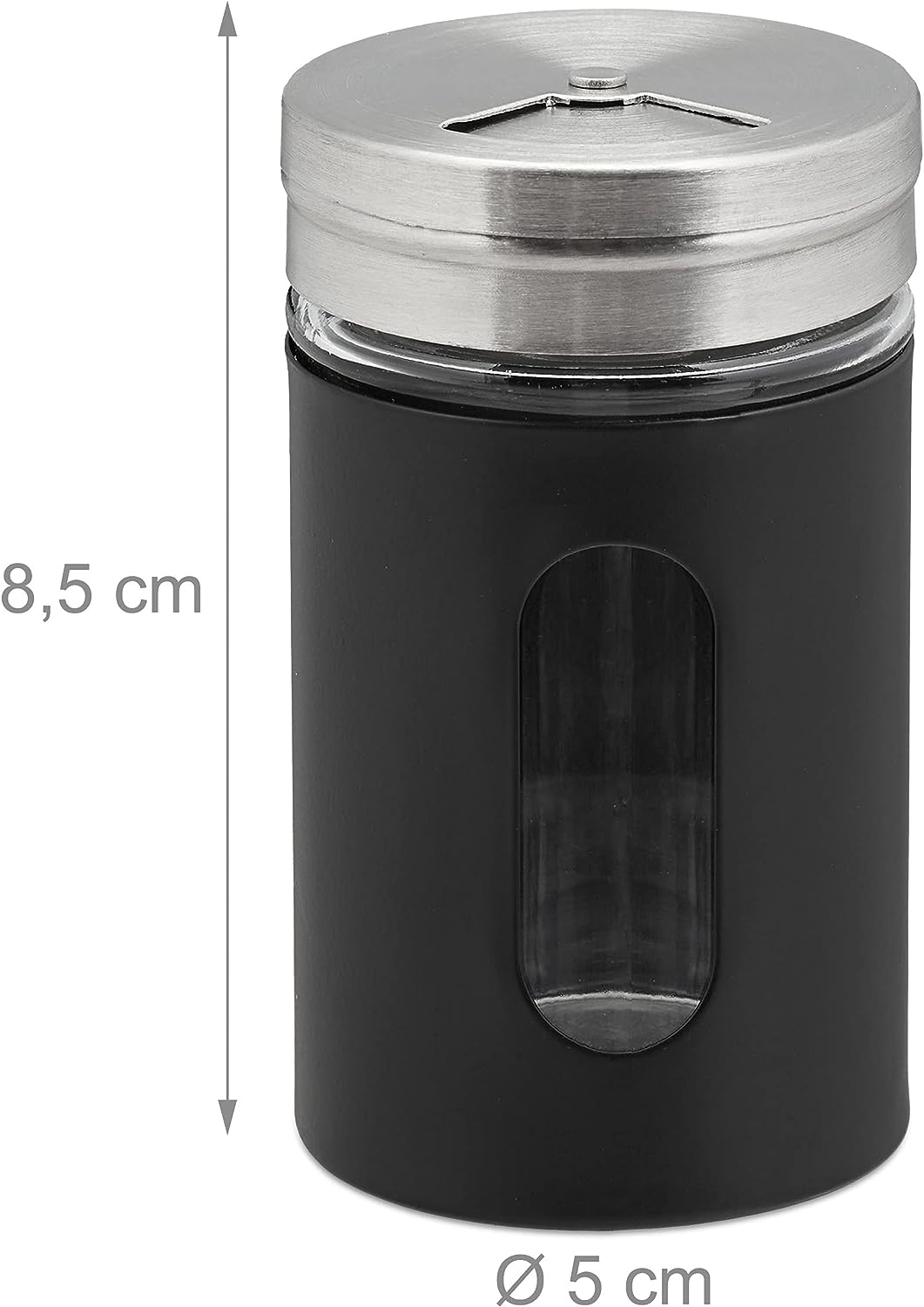 Gewürzstreuer 12er Set, Schwarz/Silber