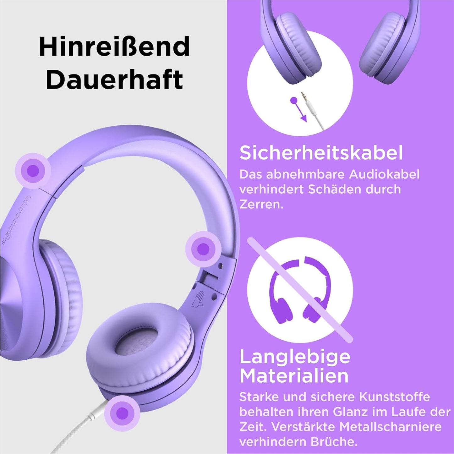 Connect+ Pro Kinderkopfhörer, Lila
